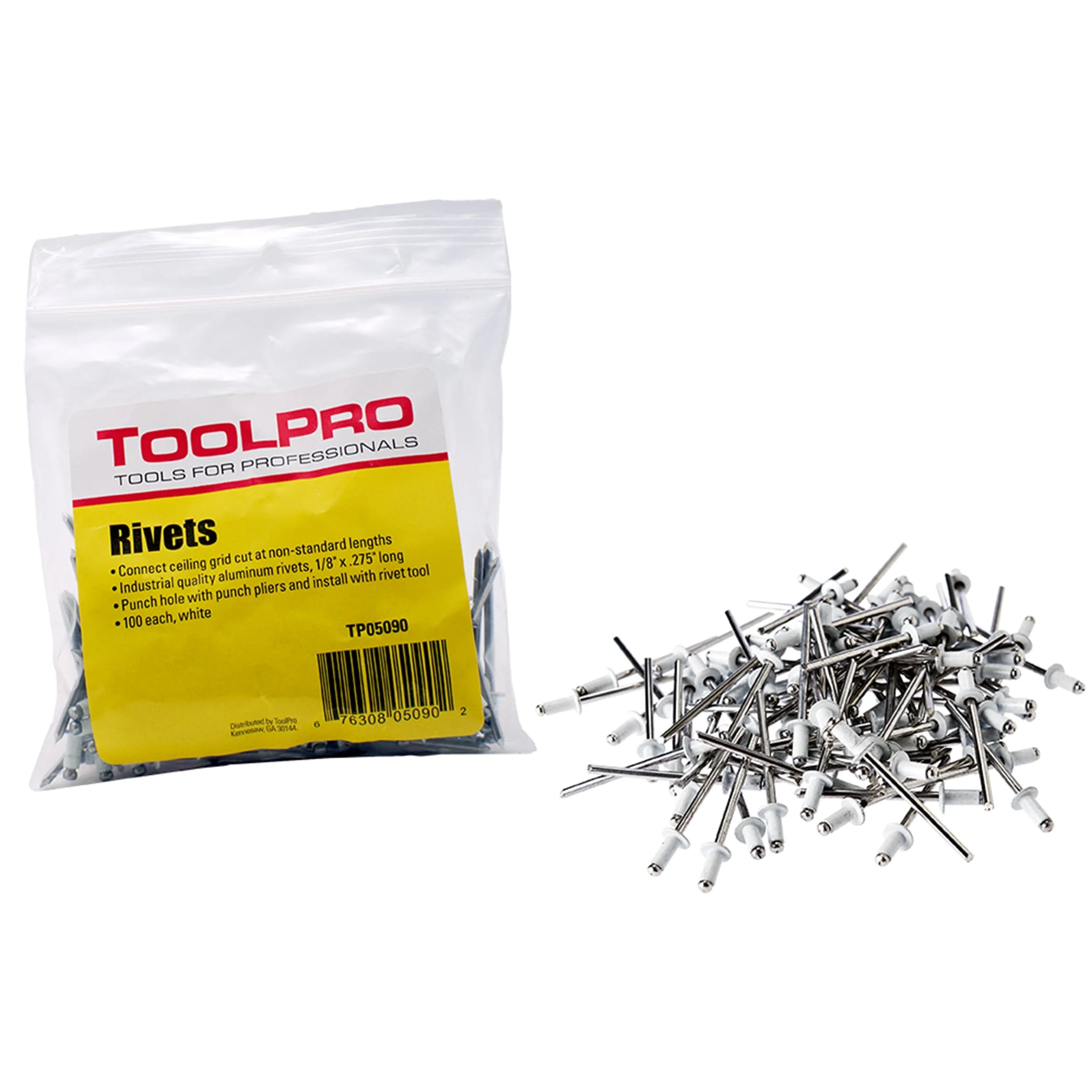 Pull Rivets, White, 1/8″, 100-Pack