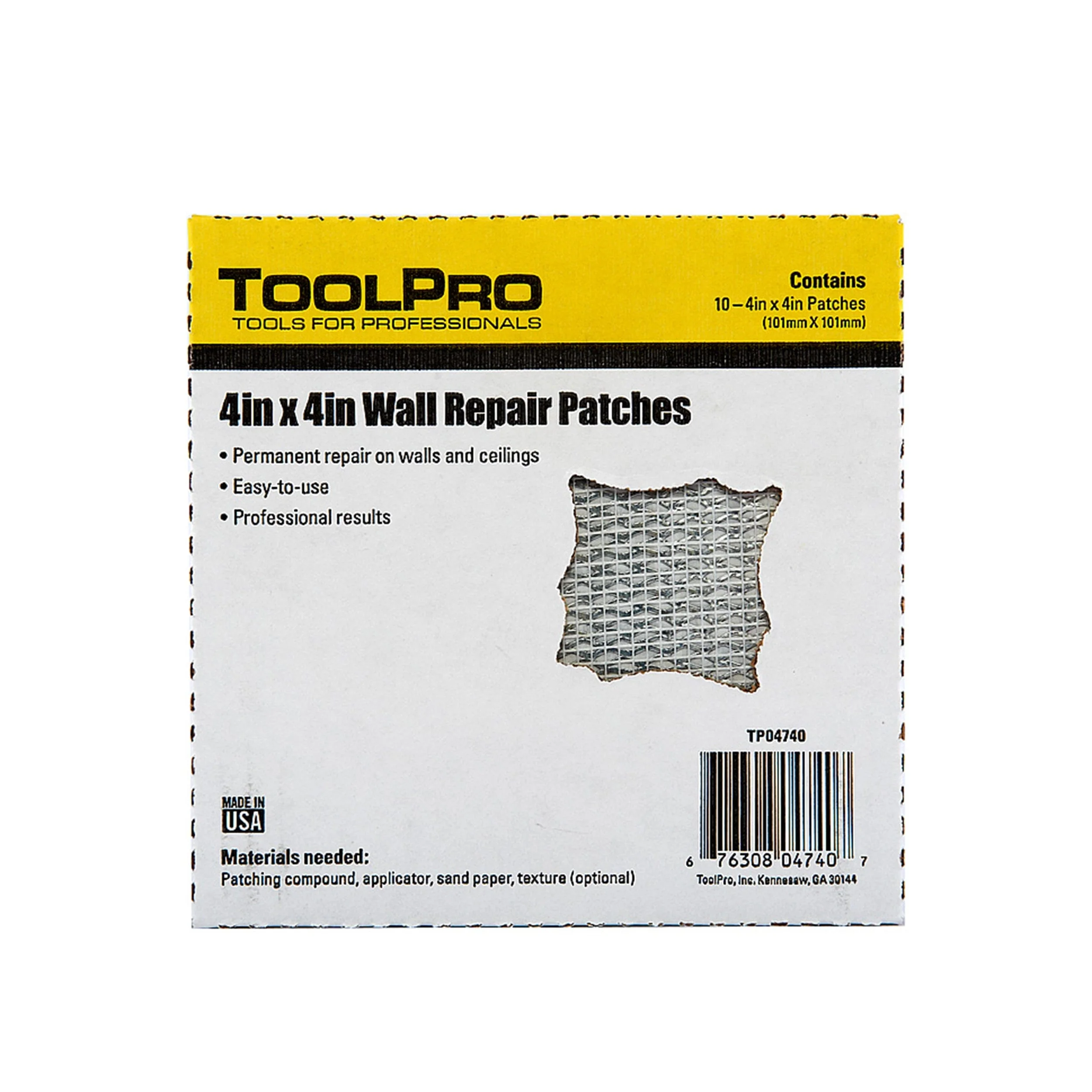 Drywall Patch, 4″ x 4″, 10-Pack
