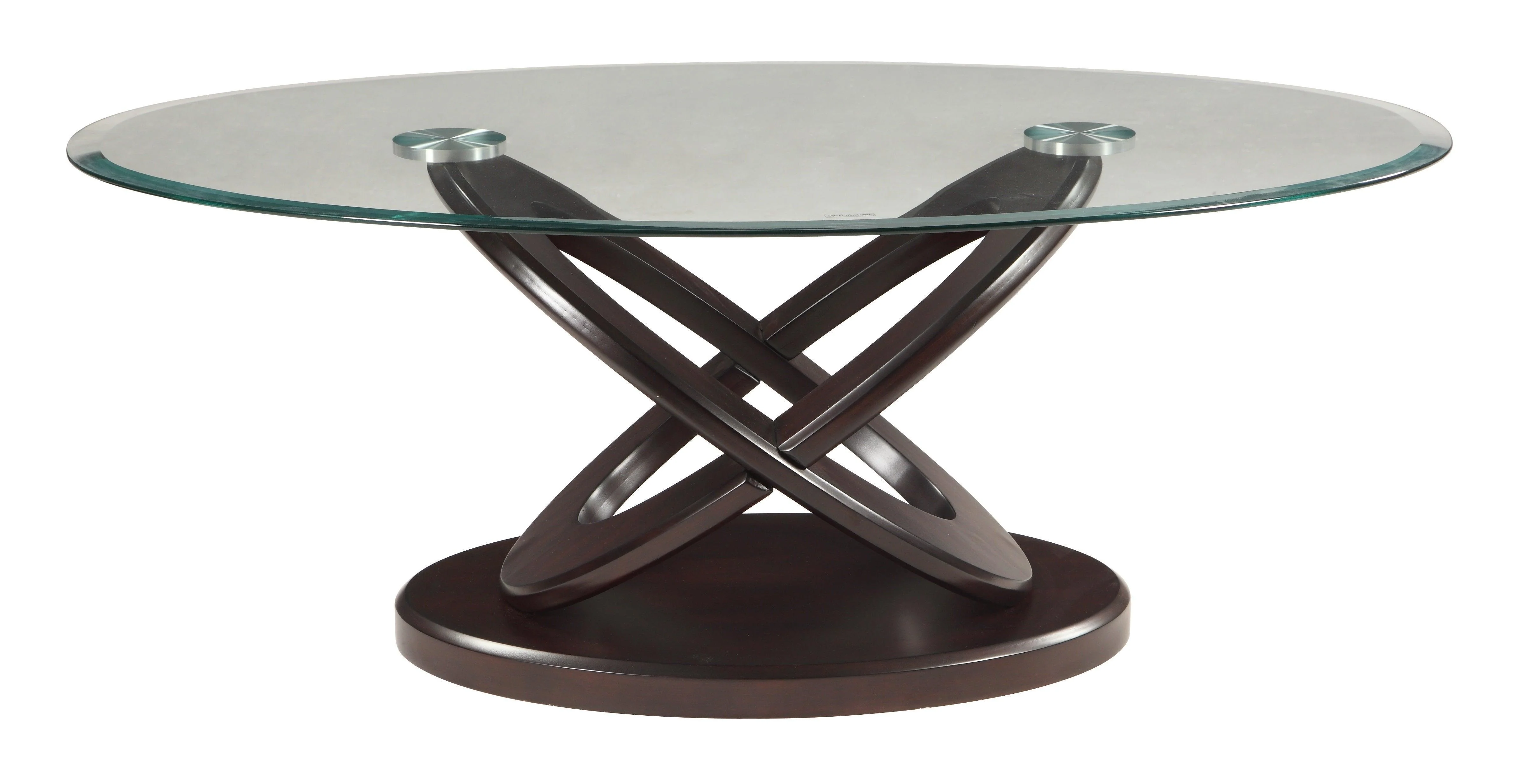 Cyclone Atomic Espresso Glass End Oval Coffee Table - Image 2
