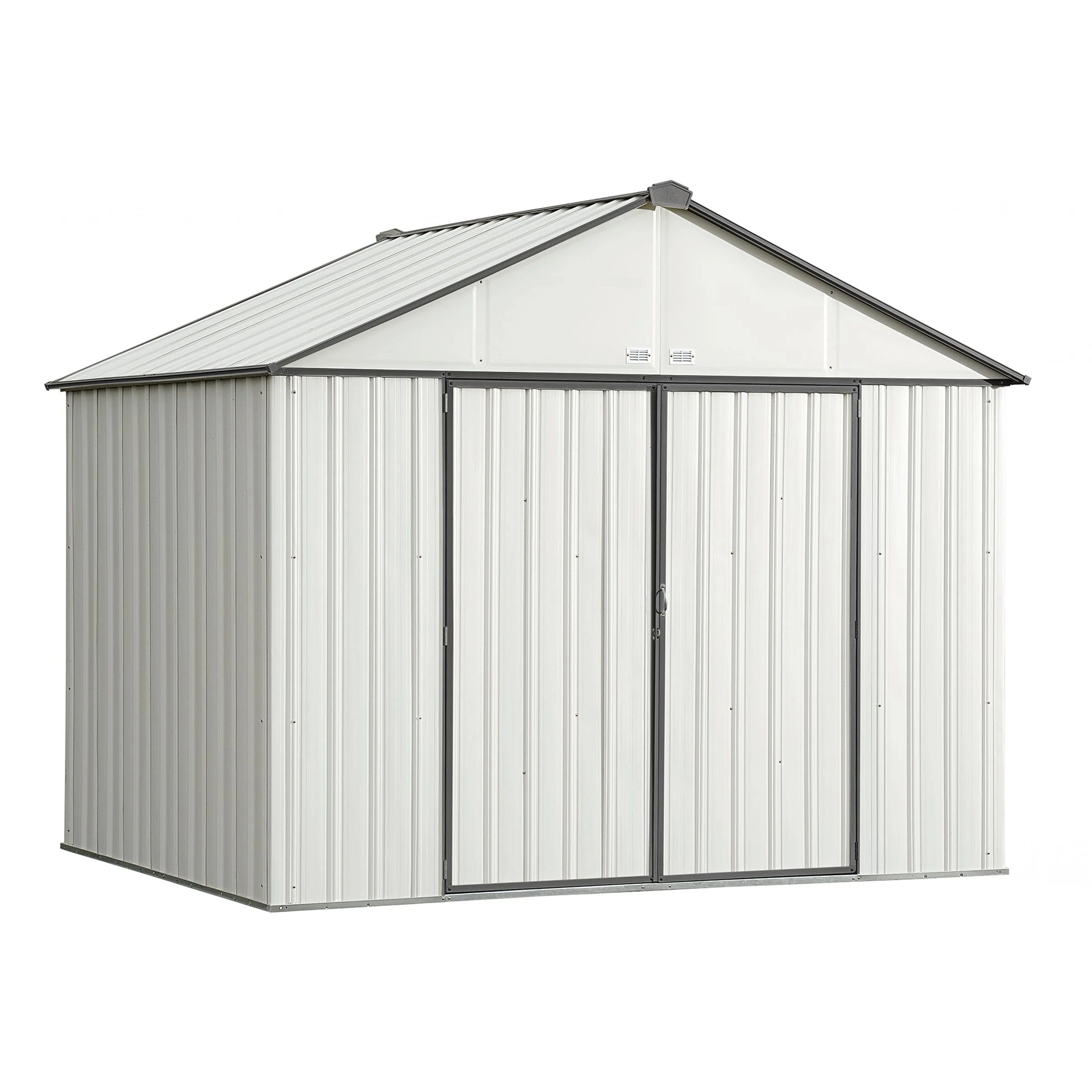 EZEE Shed, 10×8, Extra High Gable, 72 in walls, Cream and Charcoal Gray