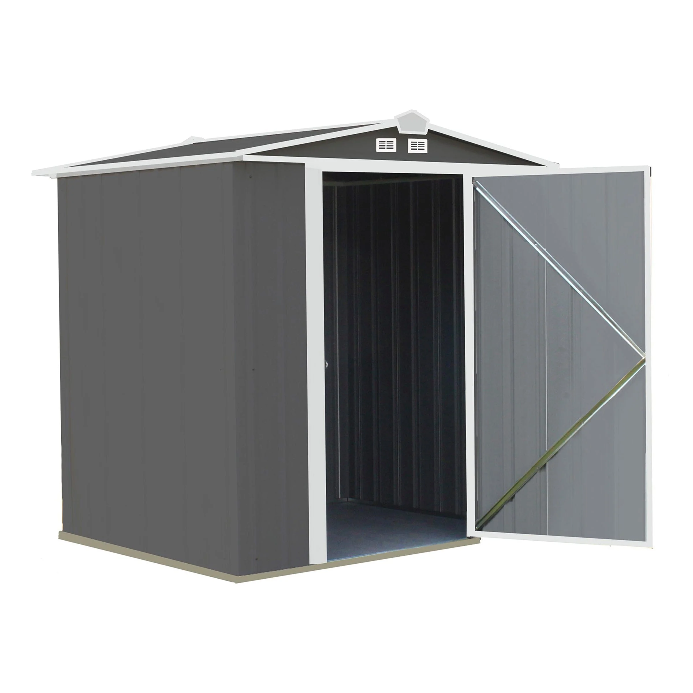 EZEE Shed, 6×5, Low Gable, 65 in walls, Charcoal Gray and Cream