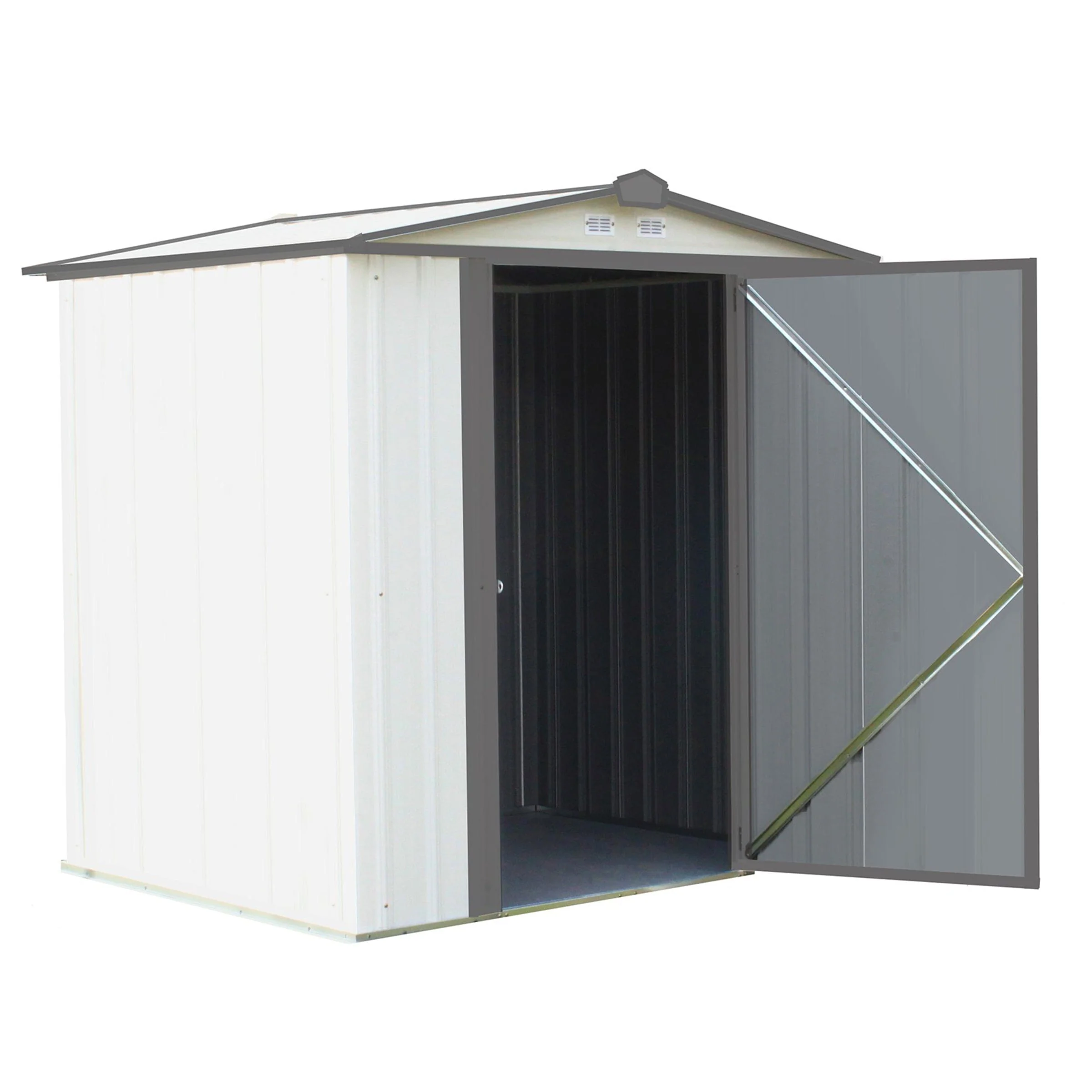 EZEE Shed, 6×5, Low Gable, 65 in walls, Cream and Charcoal Gray