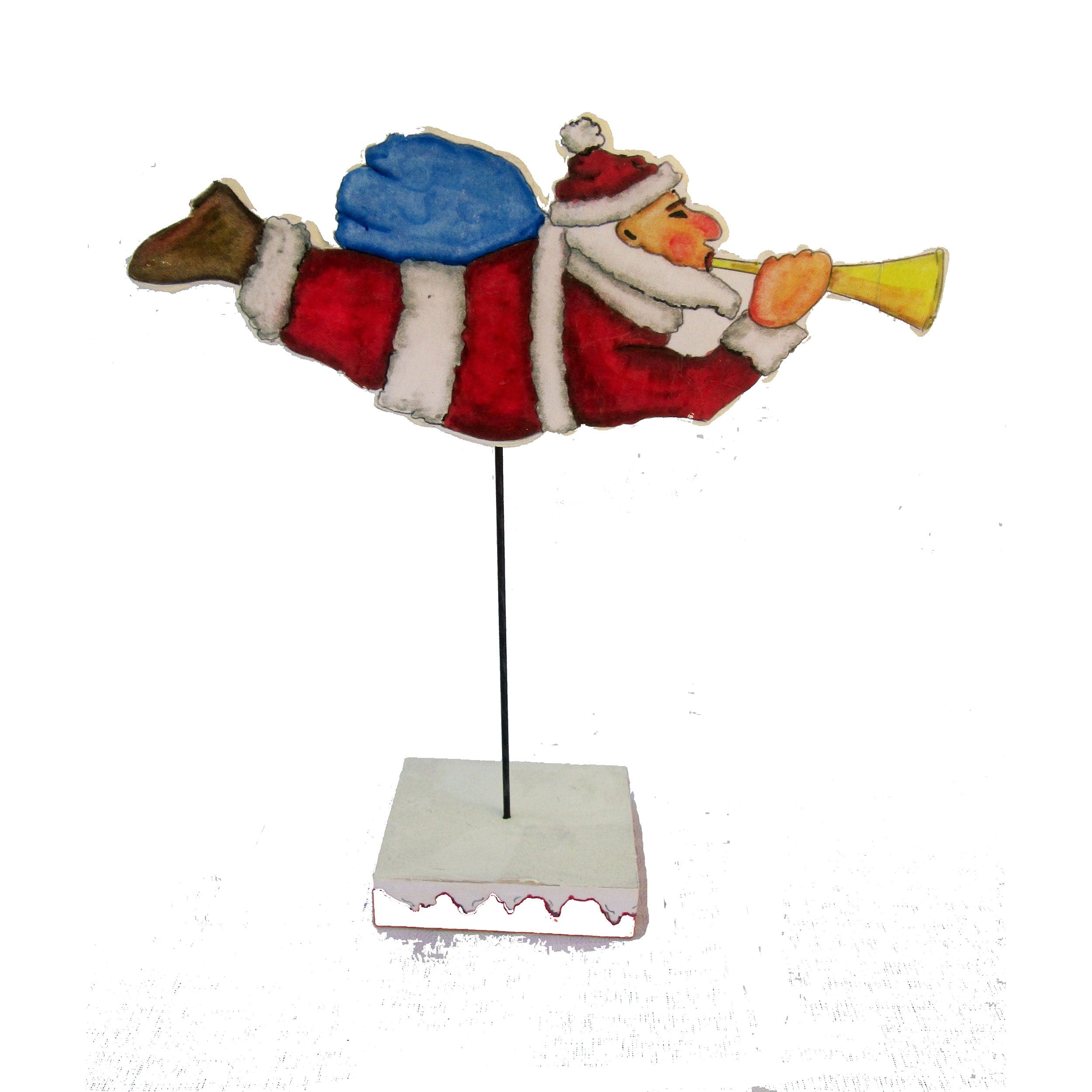 Flying Santa on Pedestal  Woodworking Pattern and Picture - Image 1