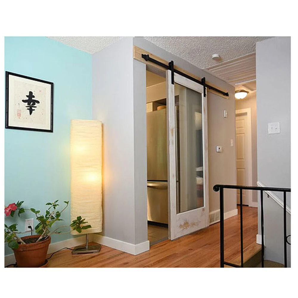 Barn Door Hardware Black Straight Strap 6'6" Rail - Image 2
