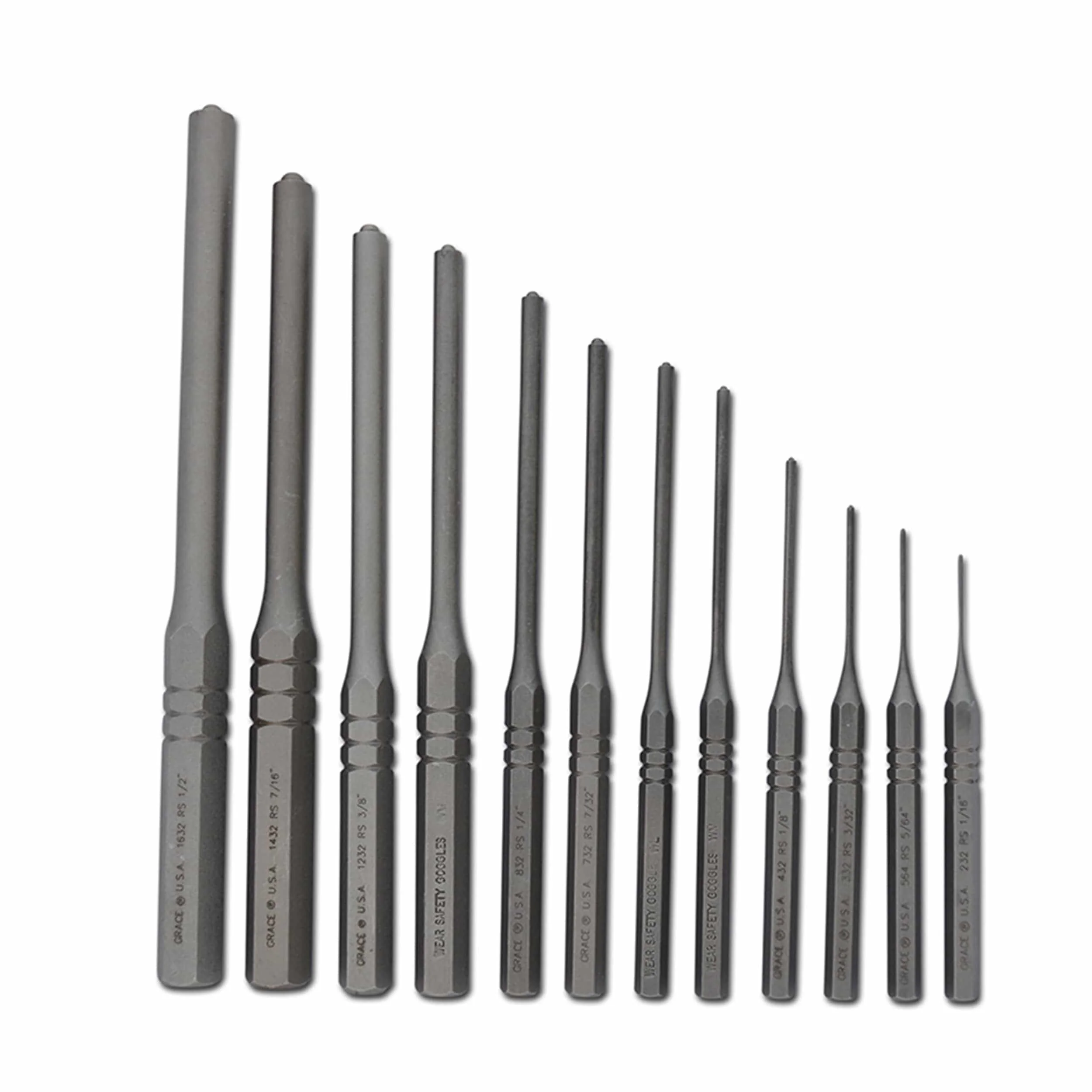 12 pc Professional Steel Roll Pin Punch Set with Vinyl Pouch