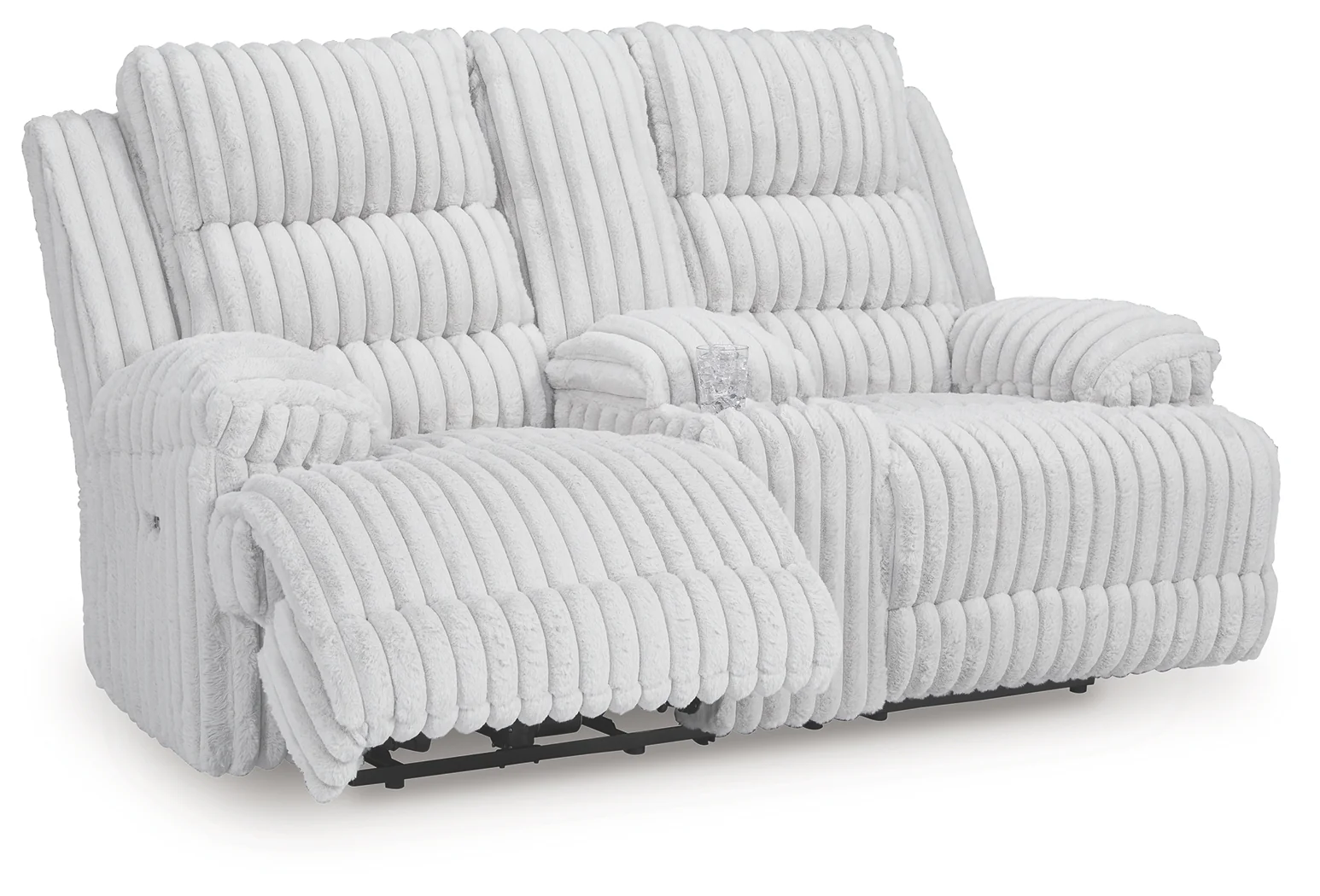 Rhines Falls Alloy Velvet Power Reclining Loveseat with Console - Image 3