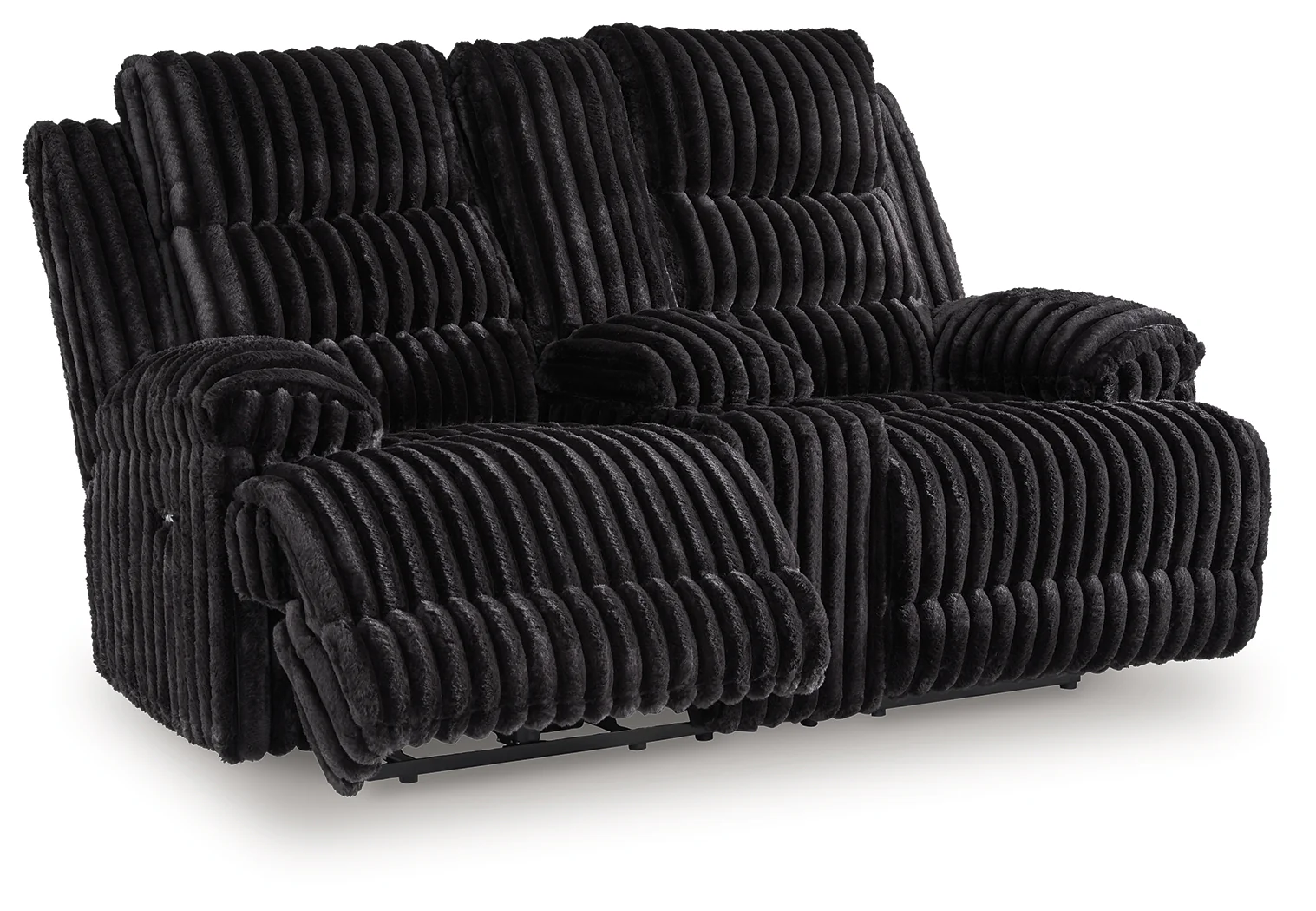 Rhine Falls Onyx Velvet Reclining Loveseat with Console - Image 2