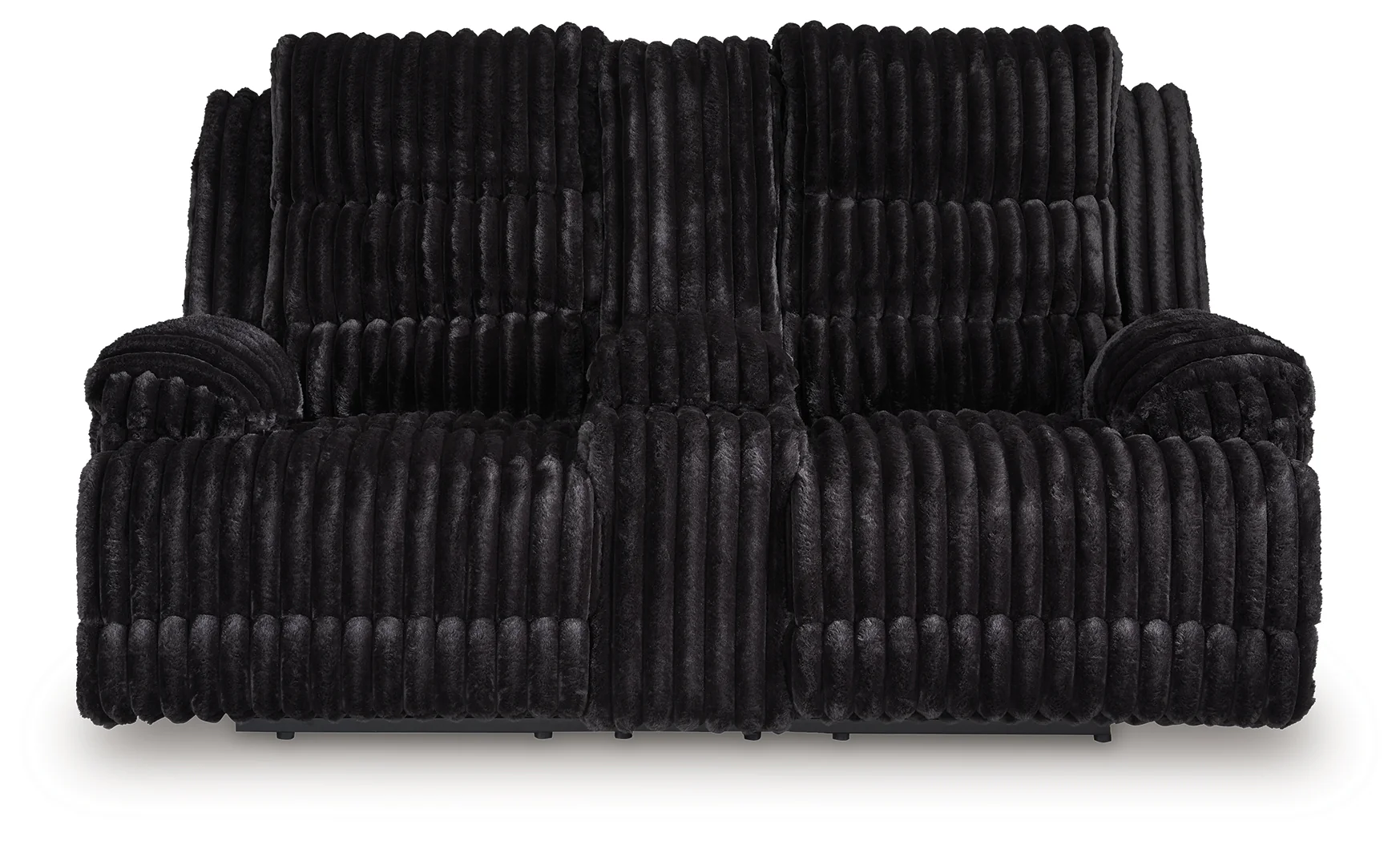 Rhine Falls Onyx Velvet Reclining Loveseat with Console - Image 3