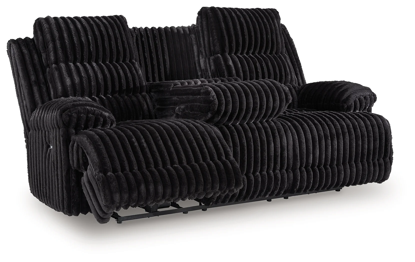Rhine Falls Onyx Velvet Power Reclining Sofa with Drop Down Table - Image 2