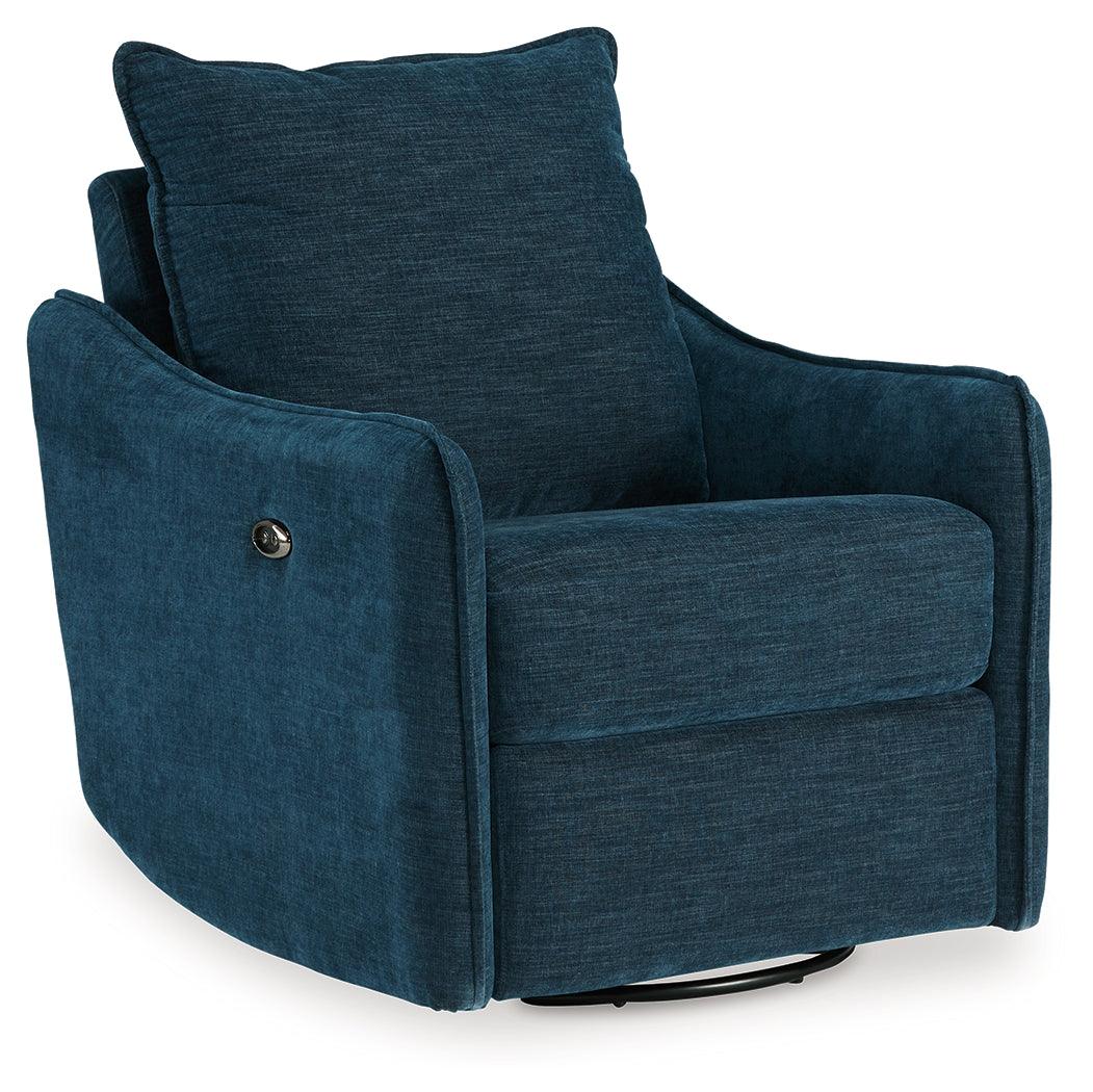 McBurg Navy Microfiber Swivel Power Recliner - Image 2
