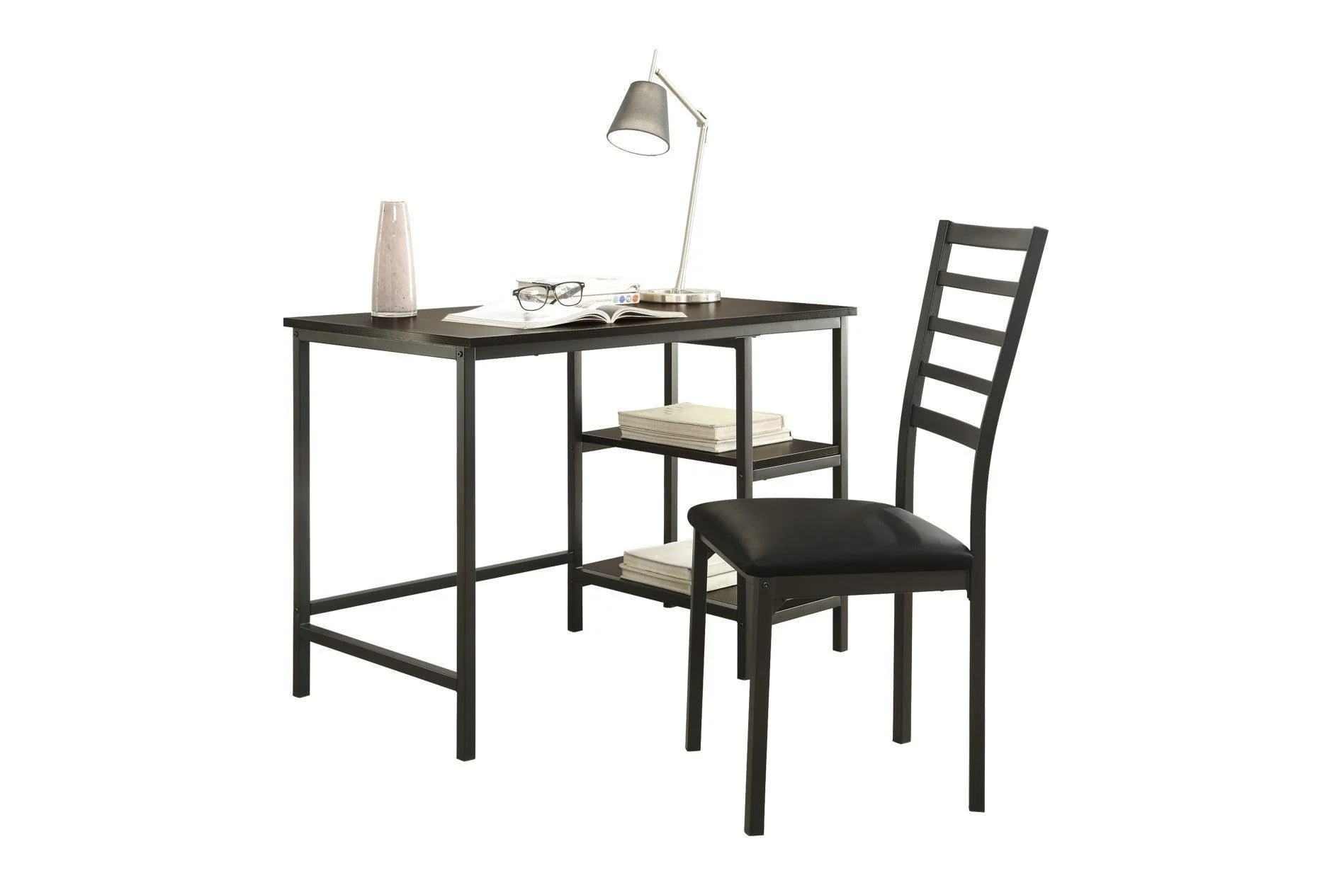 Madigan Dark Faux Leather Writing Desk Chair - Image 2