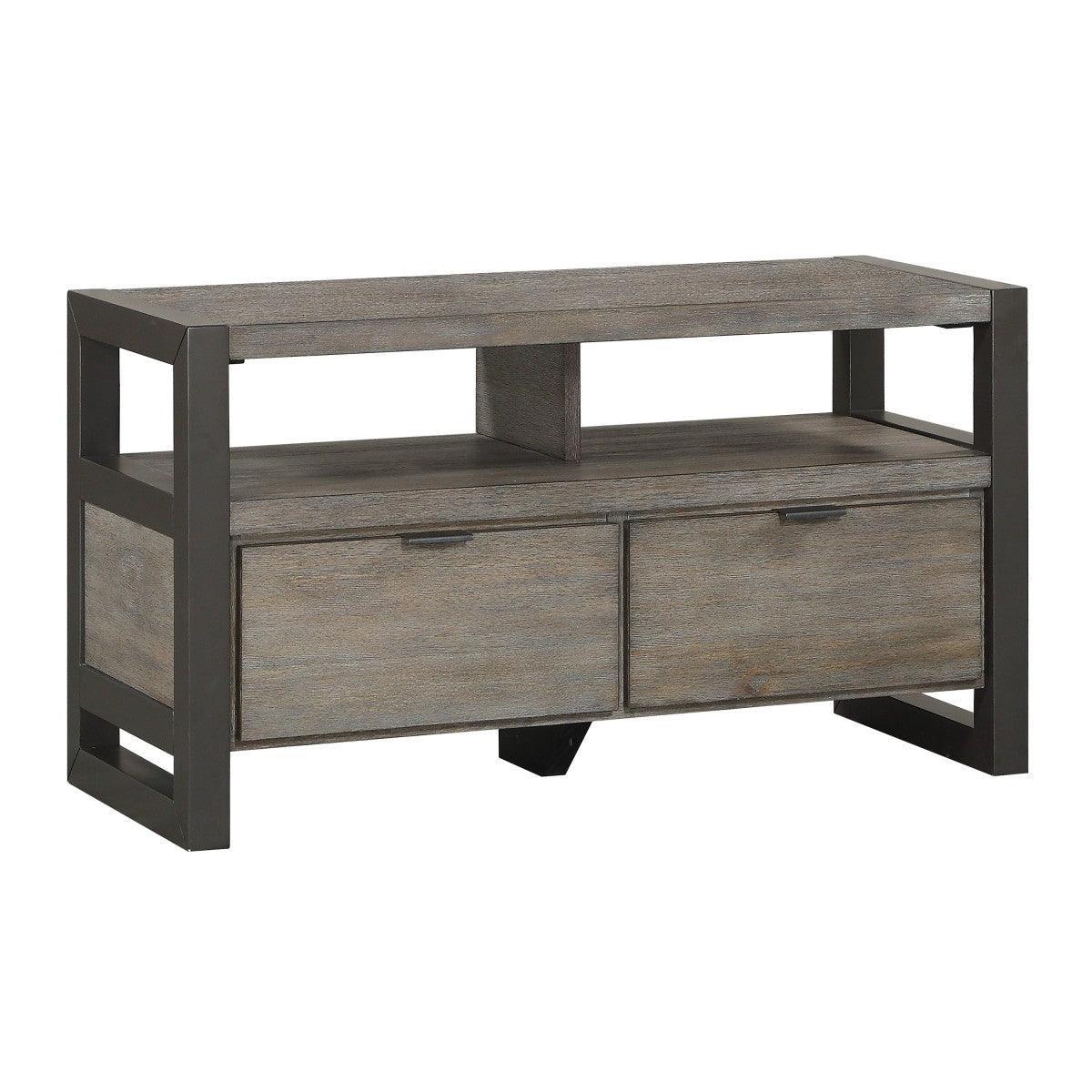 Prudhoe Power Glaze Oak Gunmetal TV Stand - Image 2