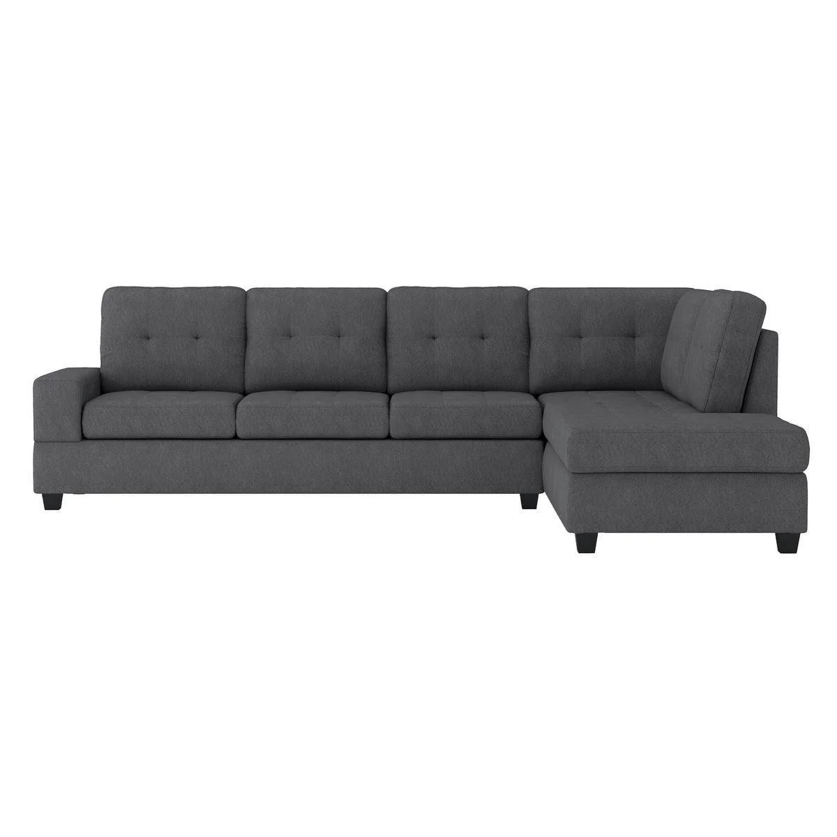 Dark Gray Fabric Tufted Sectional - Image 1