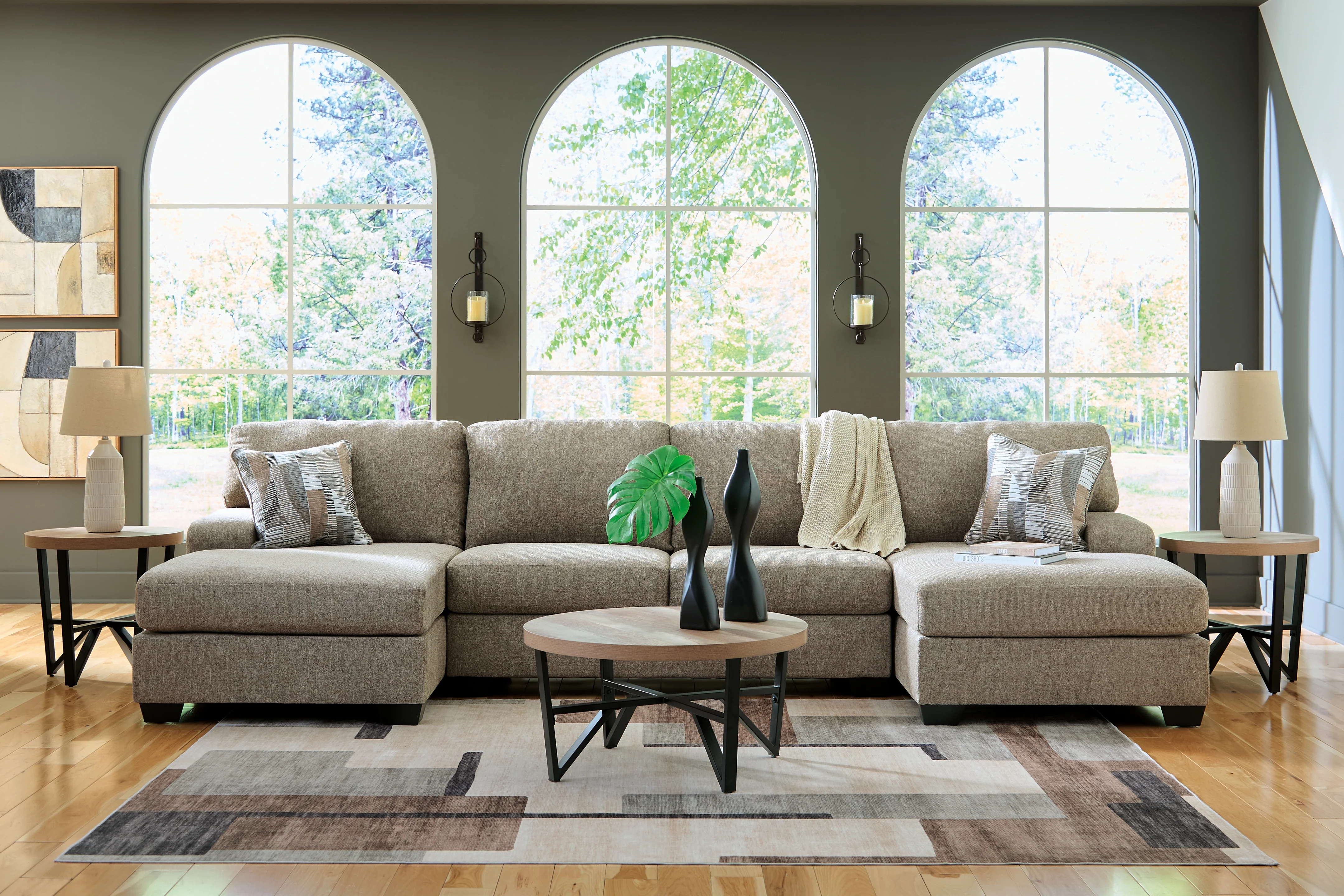 Newellen Hemp Chenille 3-Piece Sectional with Chaise - Image 3