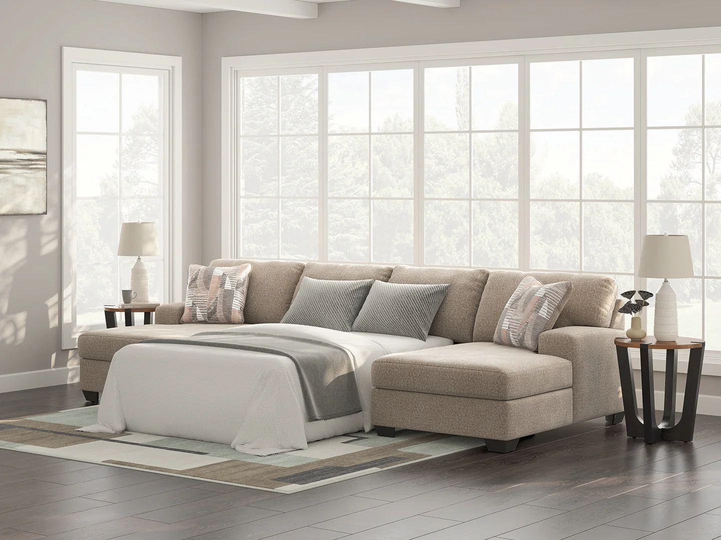Newellen Hemp Chenille 3-Piece Sectional with Double Chaise - Image 2