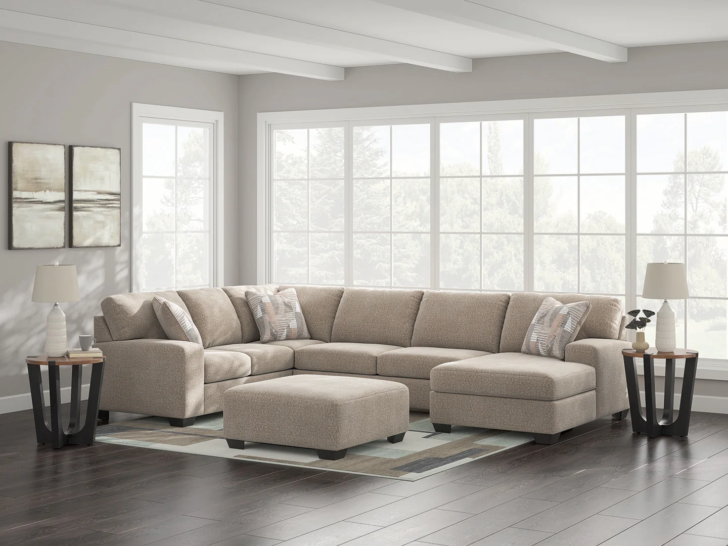 Seyler Lane Hemp Chenille 3-Piece Sectional with Chaise - Image 2