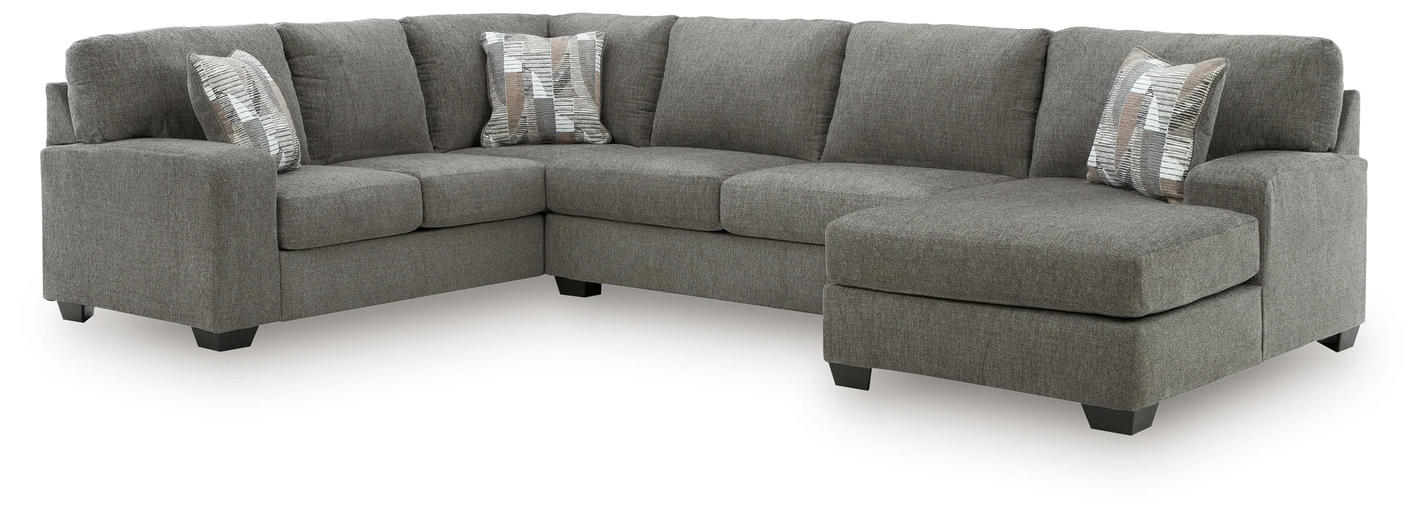 Clarington Greystone Chenille 3-Piece Sectional with Chaise - Image 2