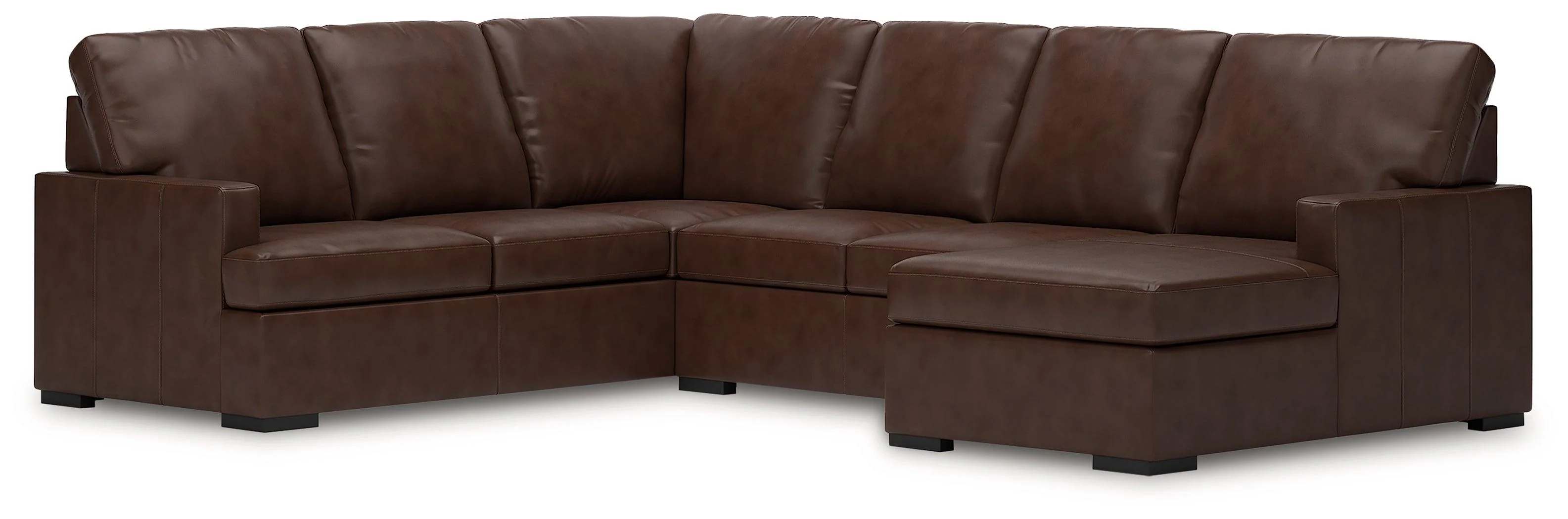 McDowlan Coffee Leather 3-Piece Sectional with Chaise - Image 2