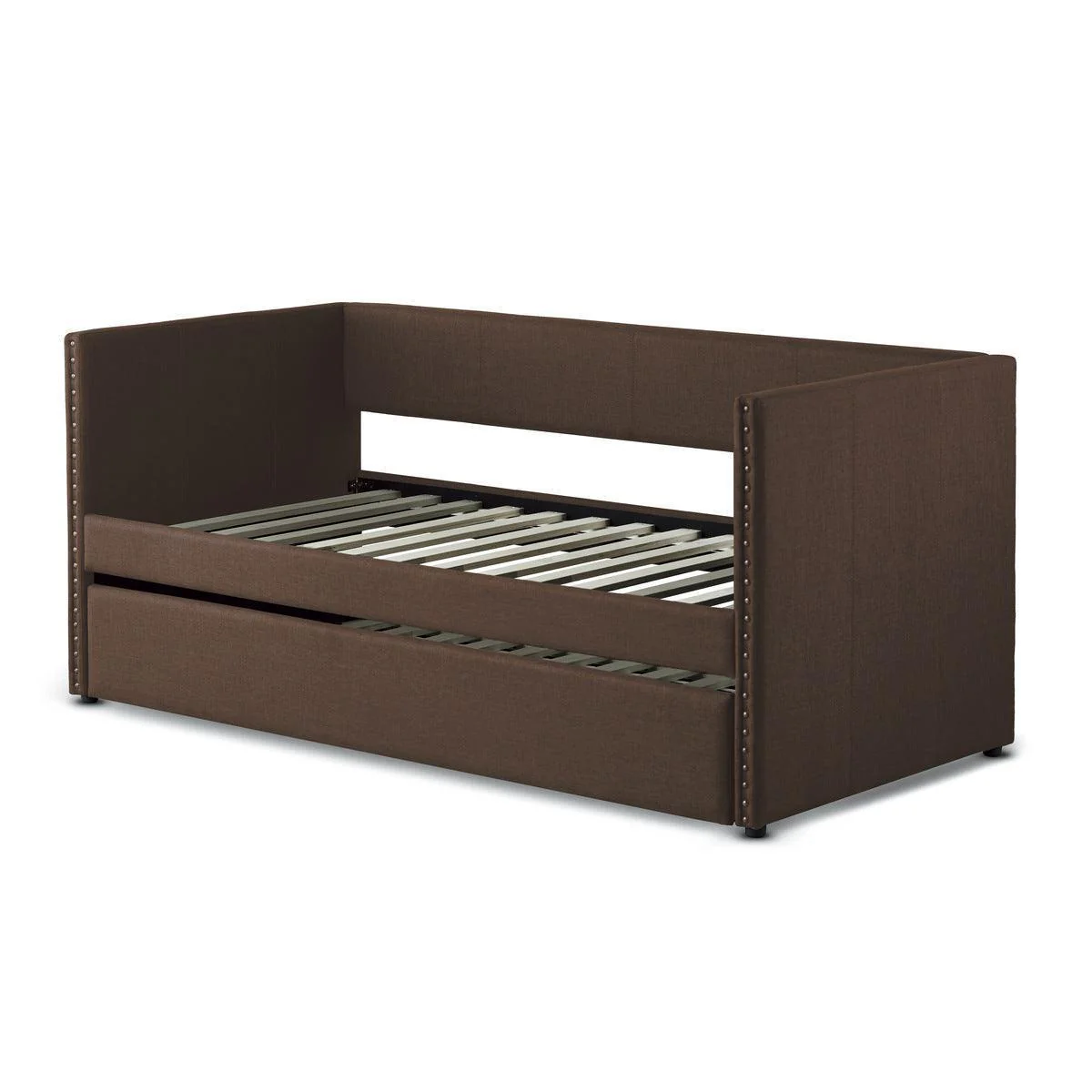 Therese Brown Upholstered Daybed with Trundle - Image 2