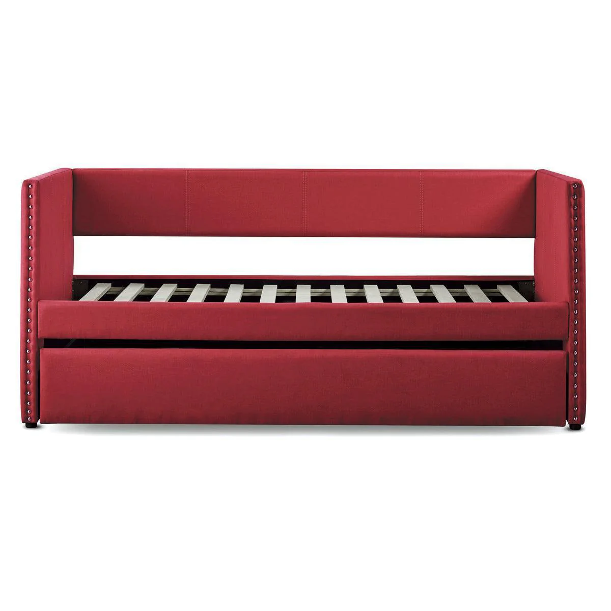 Therese Red Upholstered Daybed with Trundle - Image 1