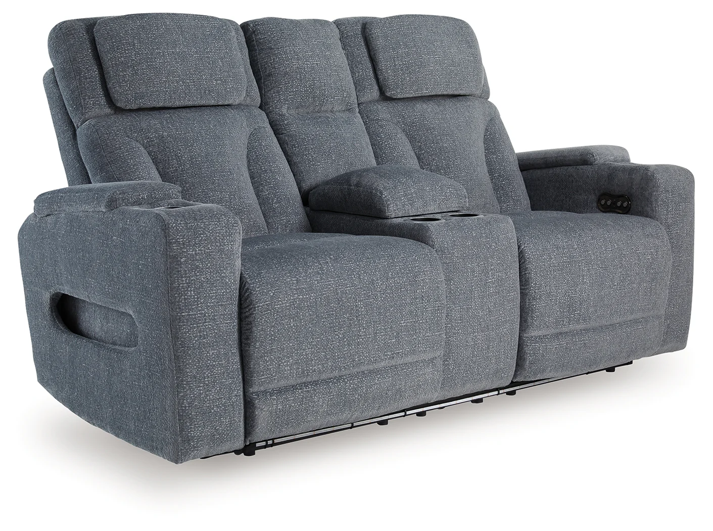 Studio Cave Steel Performance Fabric,Next-Gen Nuvella™,Chenille Power Reclining Loveseat with Console - Image 2