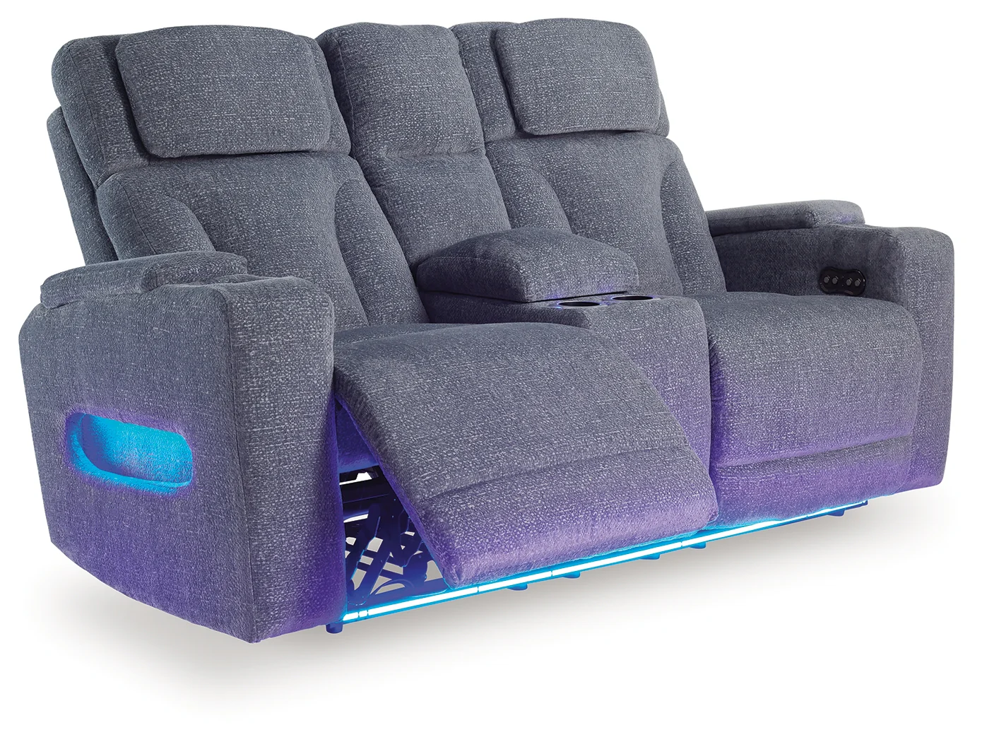 Studio Cave Steel Performance Fabric,Next-Gen Nuvella™,Chenille Power Reclining Loveseat with Console - Image 3