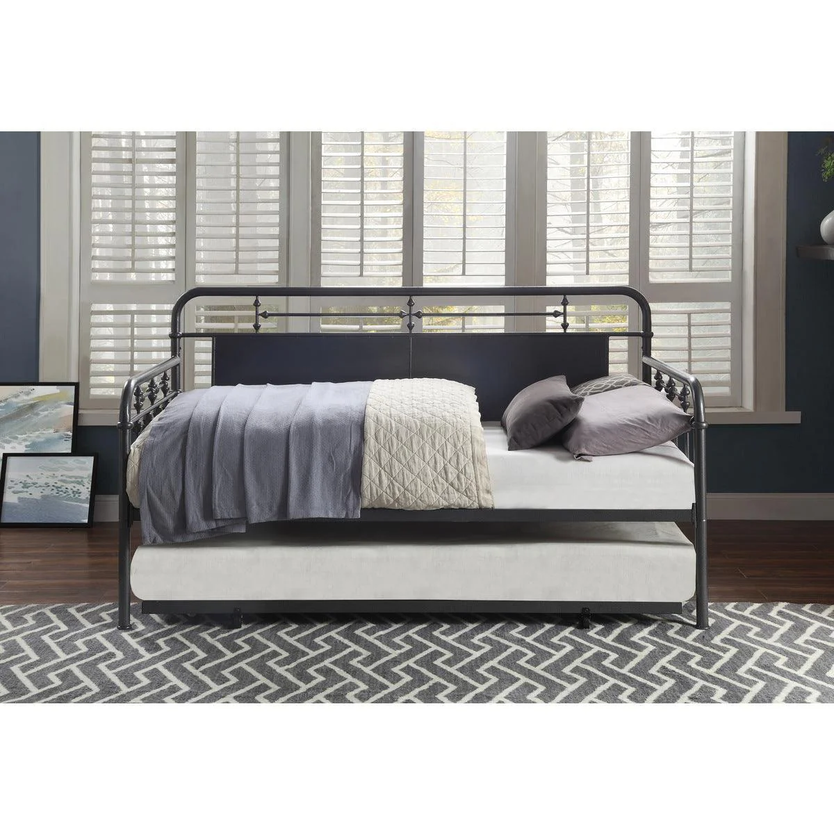 Blanchard Mottled Silver Daybed With Trundle - Image 1