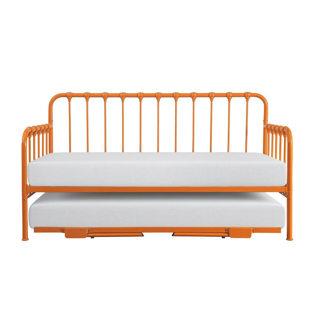 Constance Orange Daybed With Lift up Trundle With Folding Legs Casters - Image 3