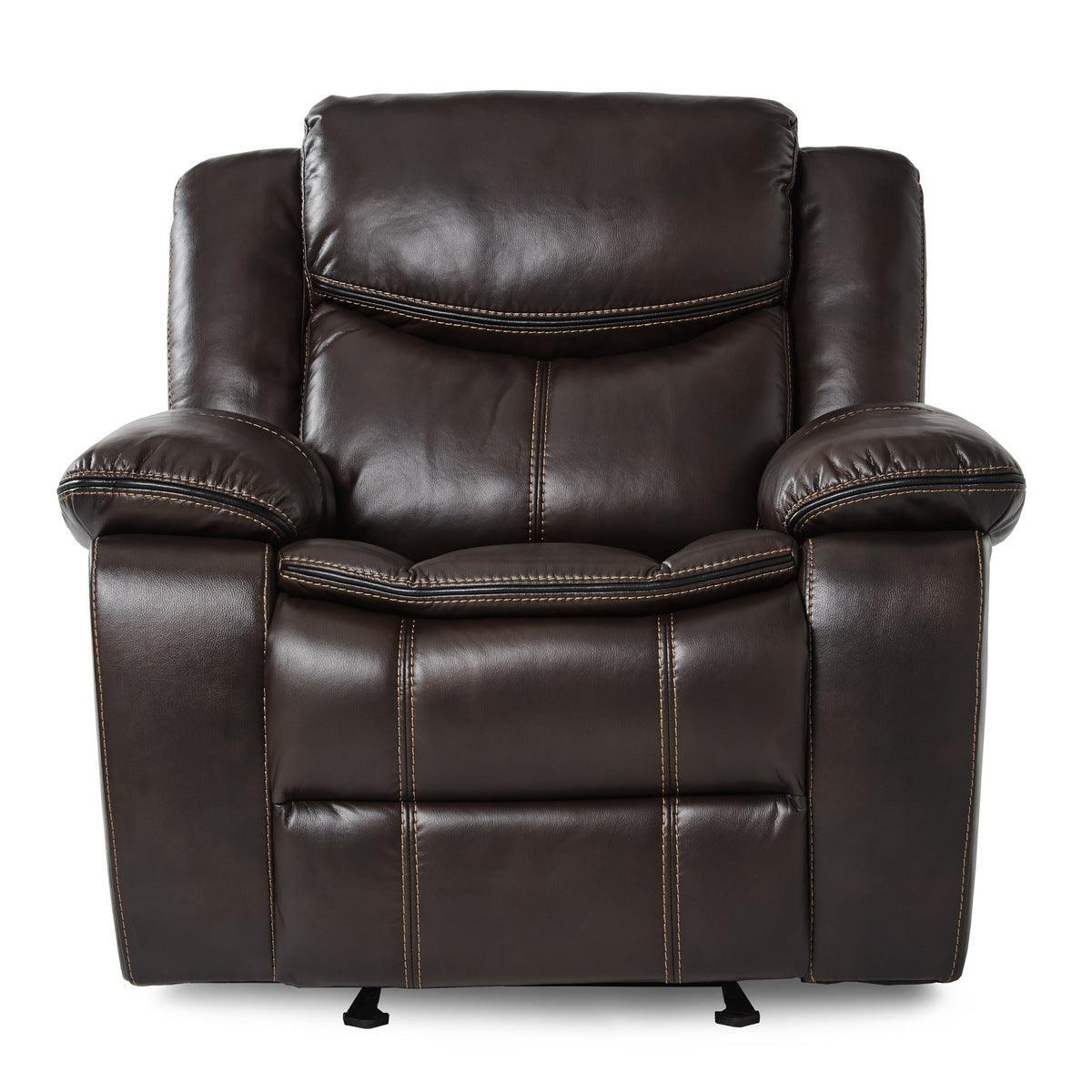 Bastrop Brown Faux Leather Glider Reclining Chair - Image 1