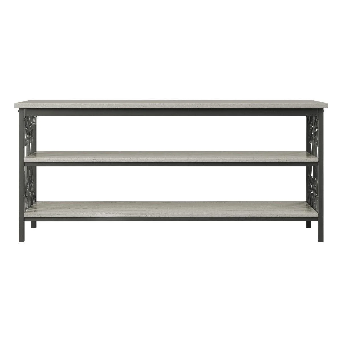 Fairhope Black Faux Marble TV Stand Sofa Table - Image 1