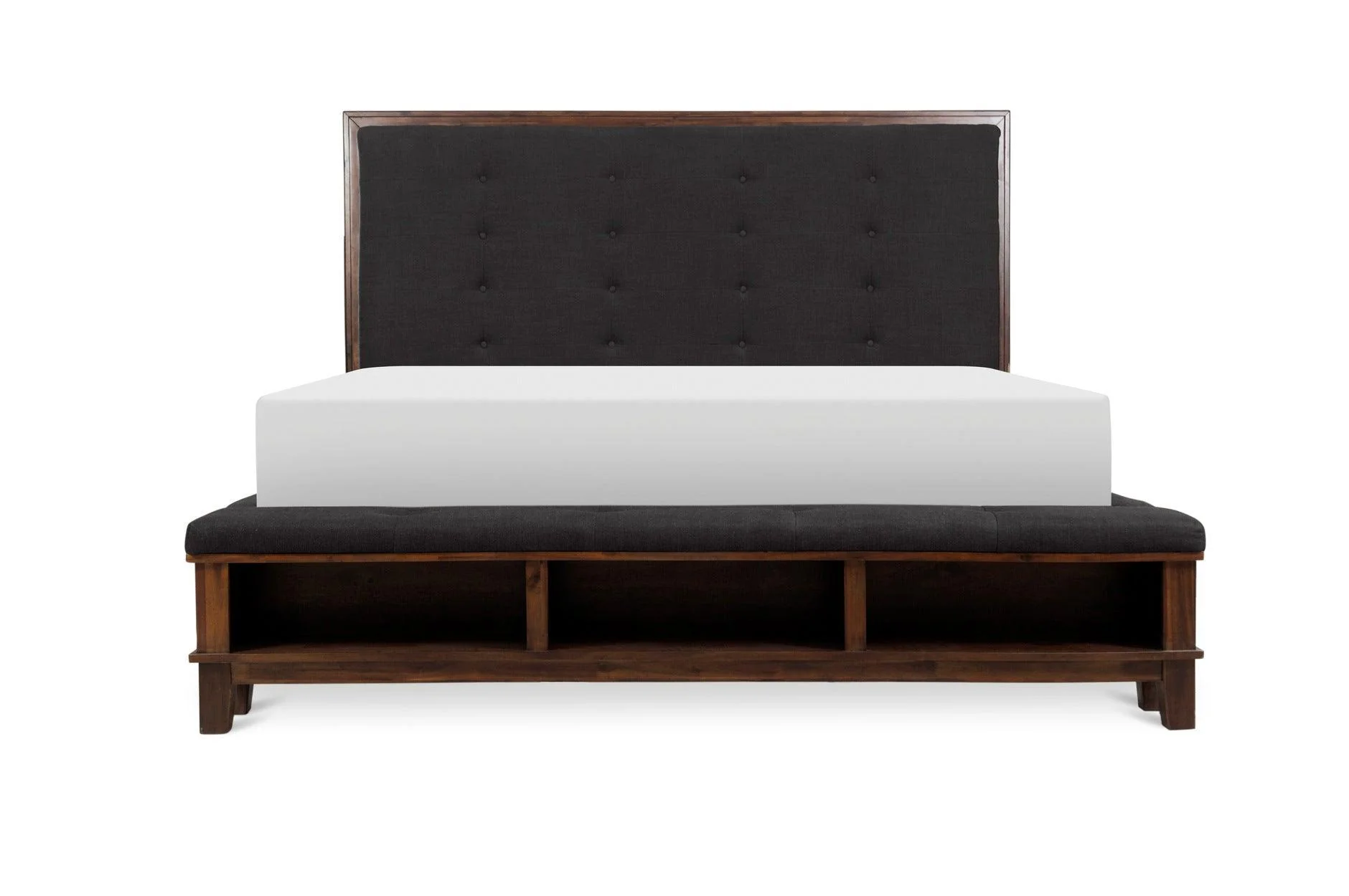 Blanko Brown Fabric Tufted Shelves Bedroom Set - Image 3