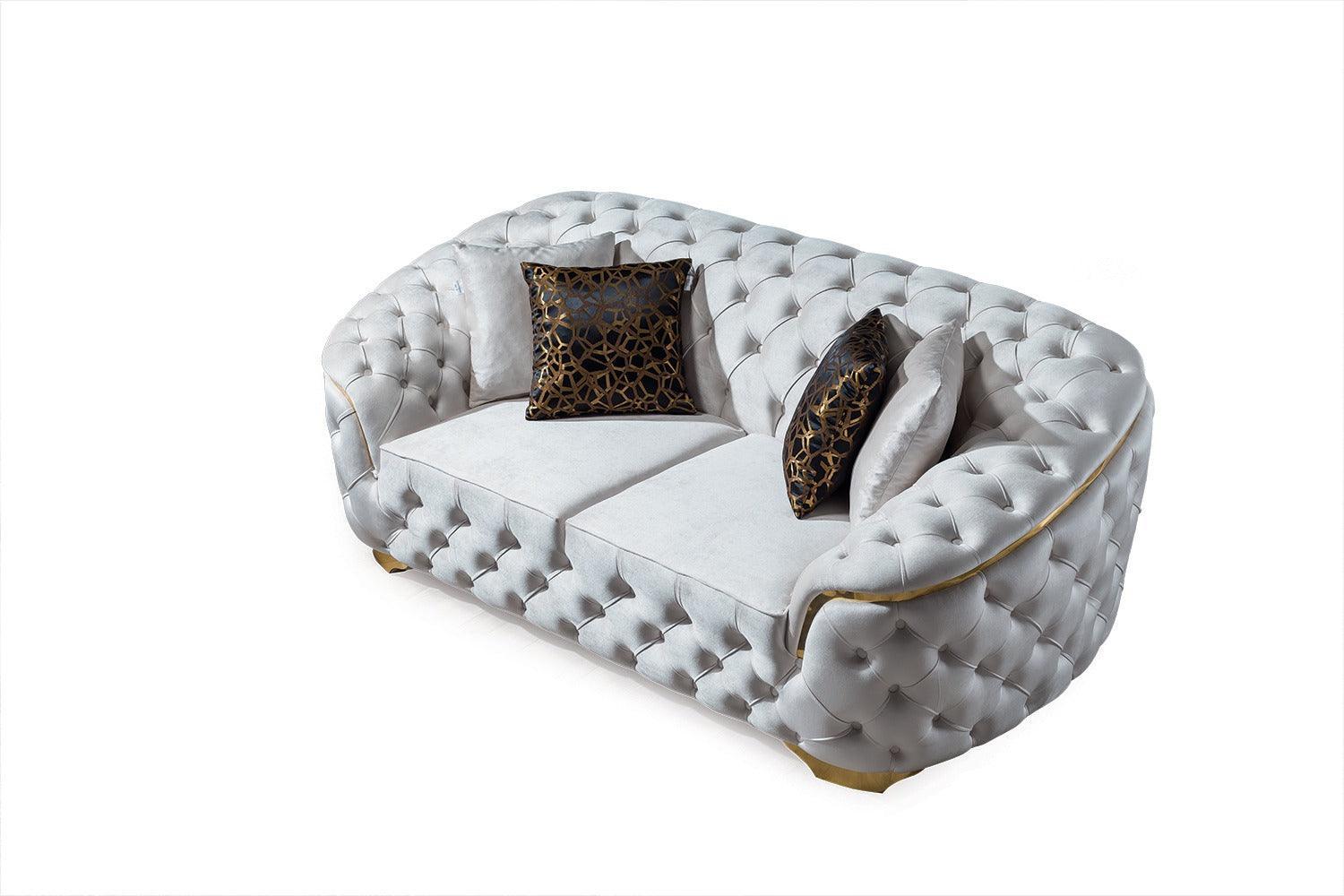 Scarlett Ivory Velvet Sofa & Loveseat - Image 3