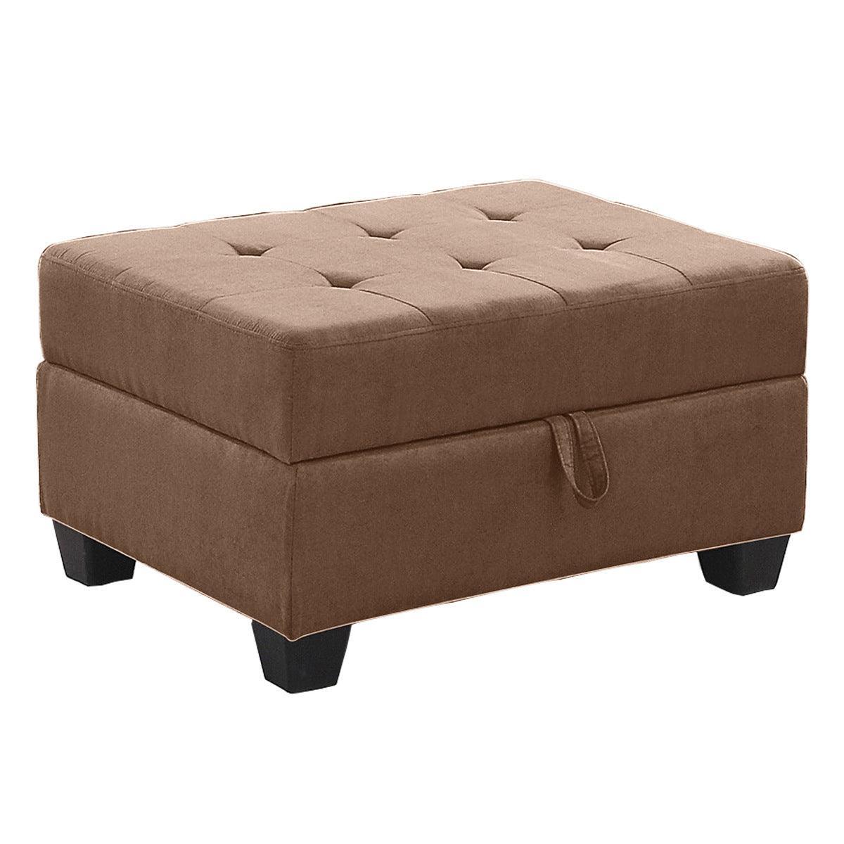 Chocolate Fabric Tufted Ottoman - Image 3