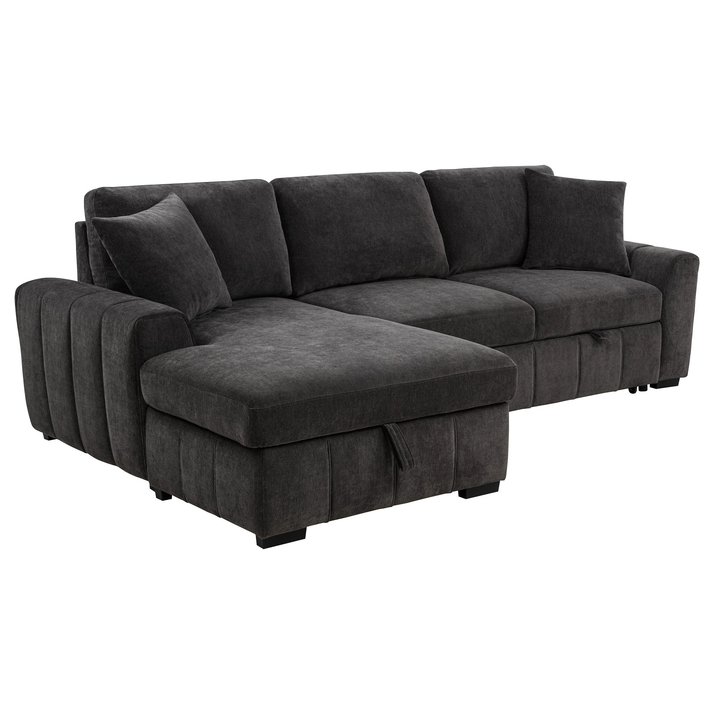 Pastrana Upholstered Sleeper Sectional Sofa Charcoal Grey - Image 2