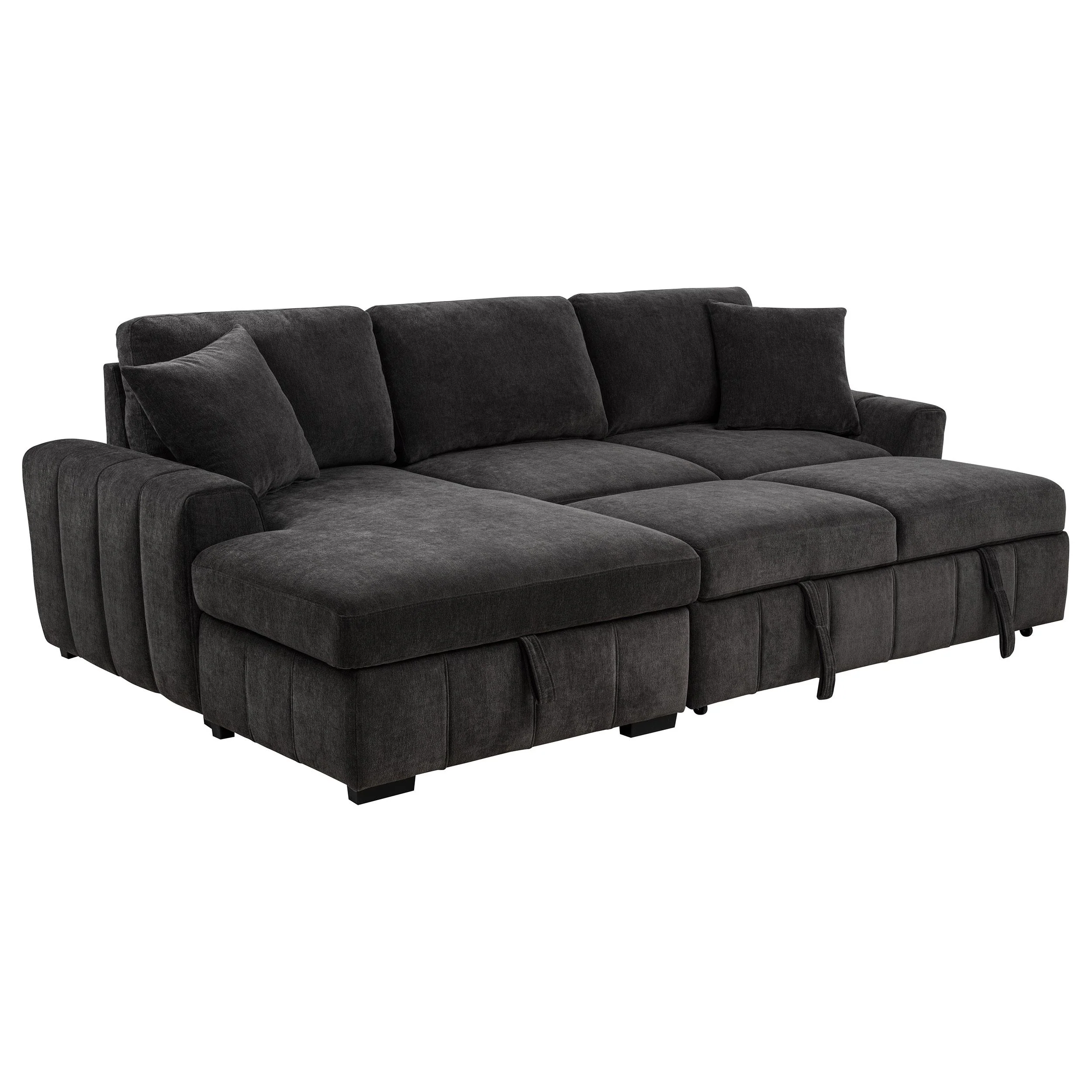 Pastrana Upholstered Sleeper Sectional Sofa Charcoal Grey - Image 3
