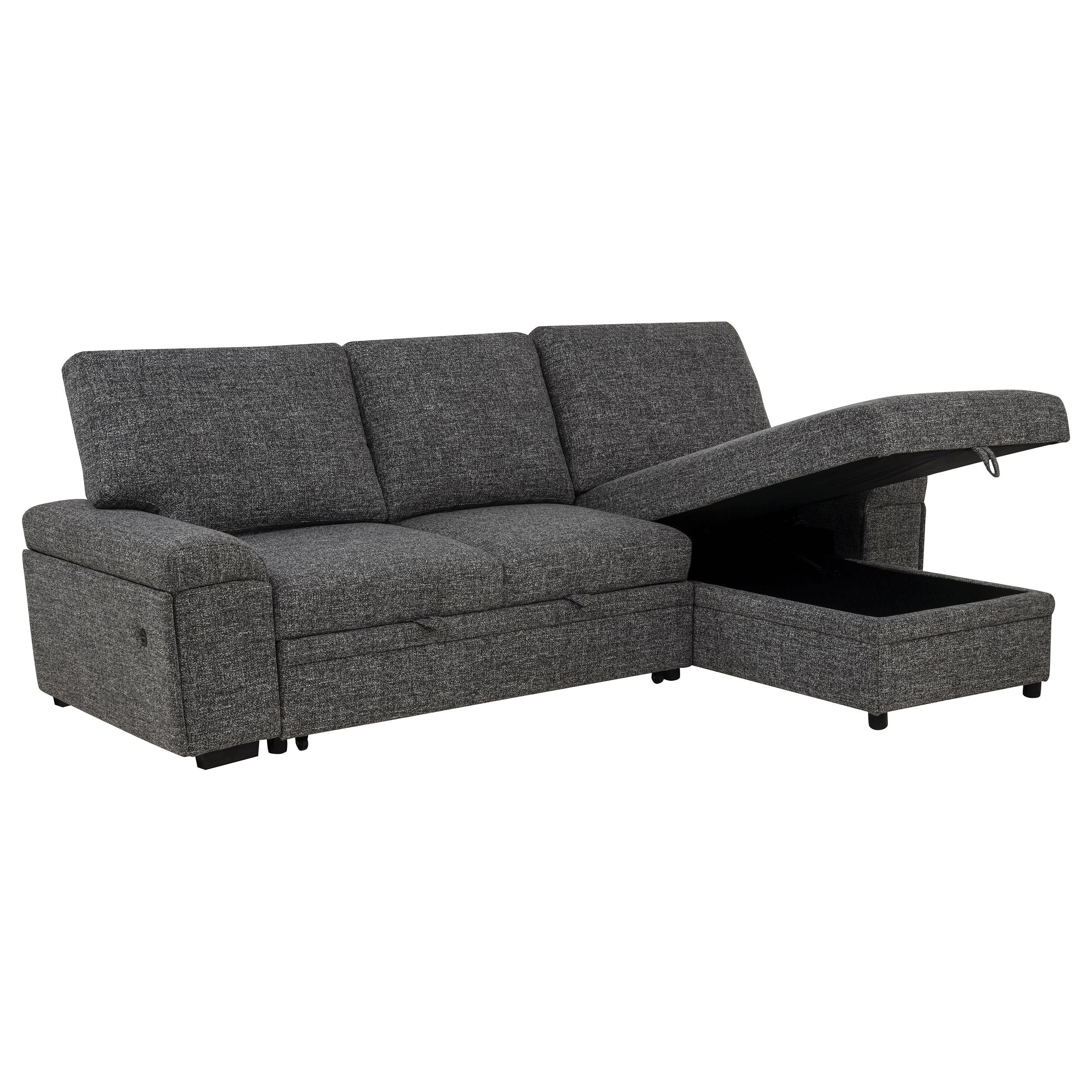 Demko Sleeper Sectional Sofa with Speaker and Storage Chaise Granite - Image 2