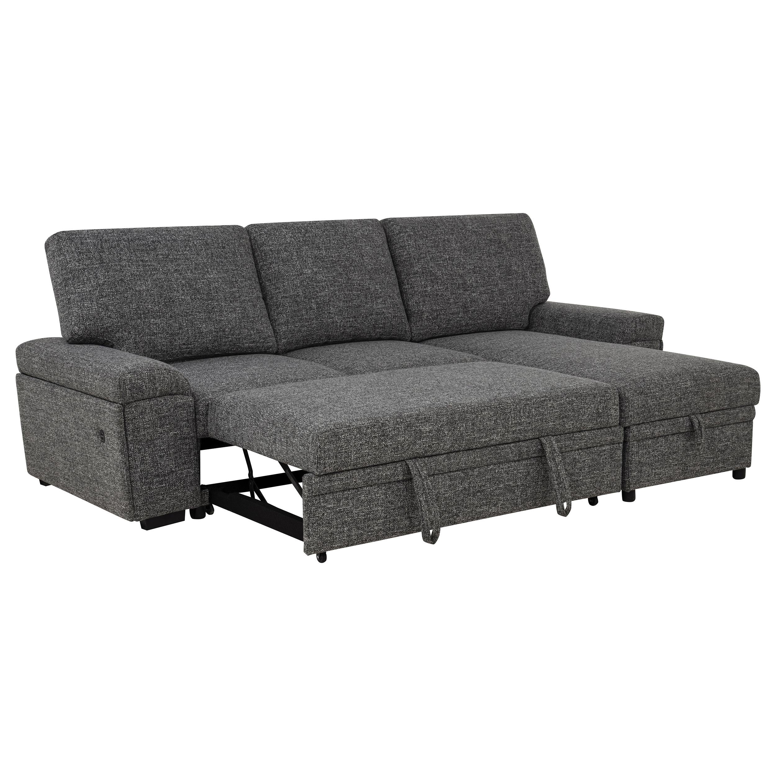 Demko Sleeper Sectional Sofa with Speaker and Storage Chaise Granite - Image 3