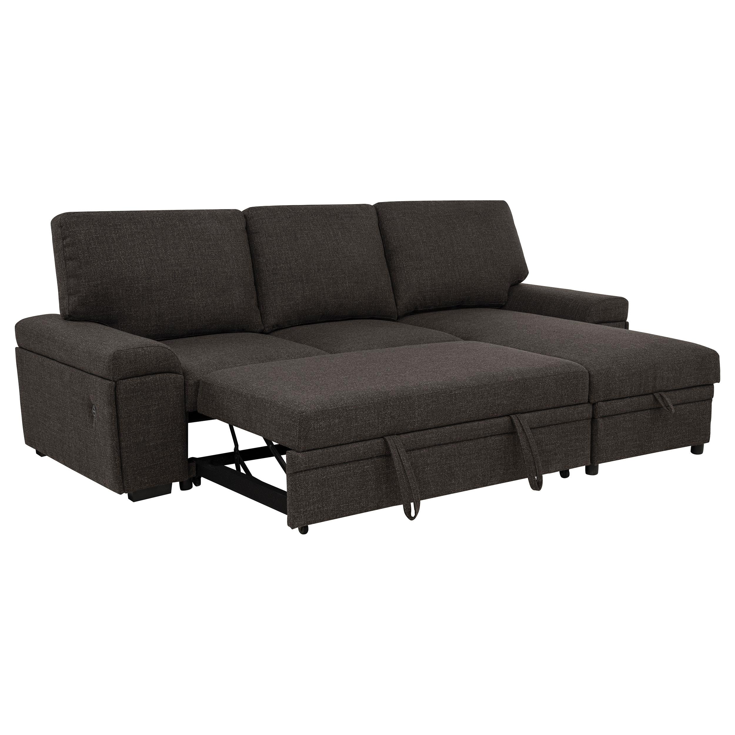 Demko Sleeper Sectional Sofa with Speaker and Storage Chaise Brown - Image 3