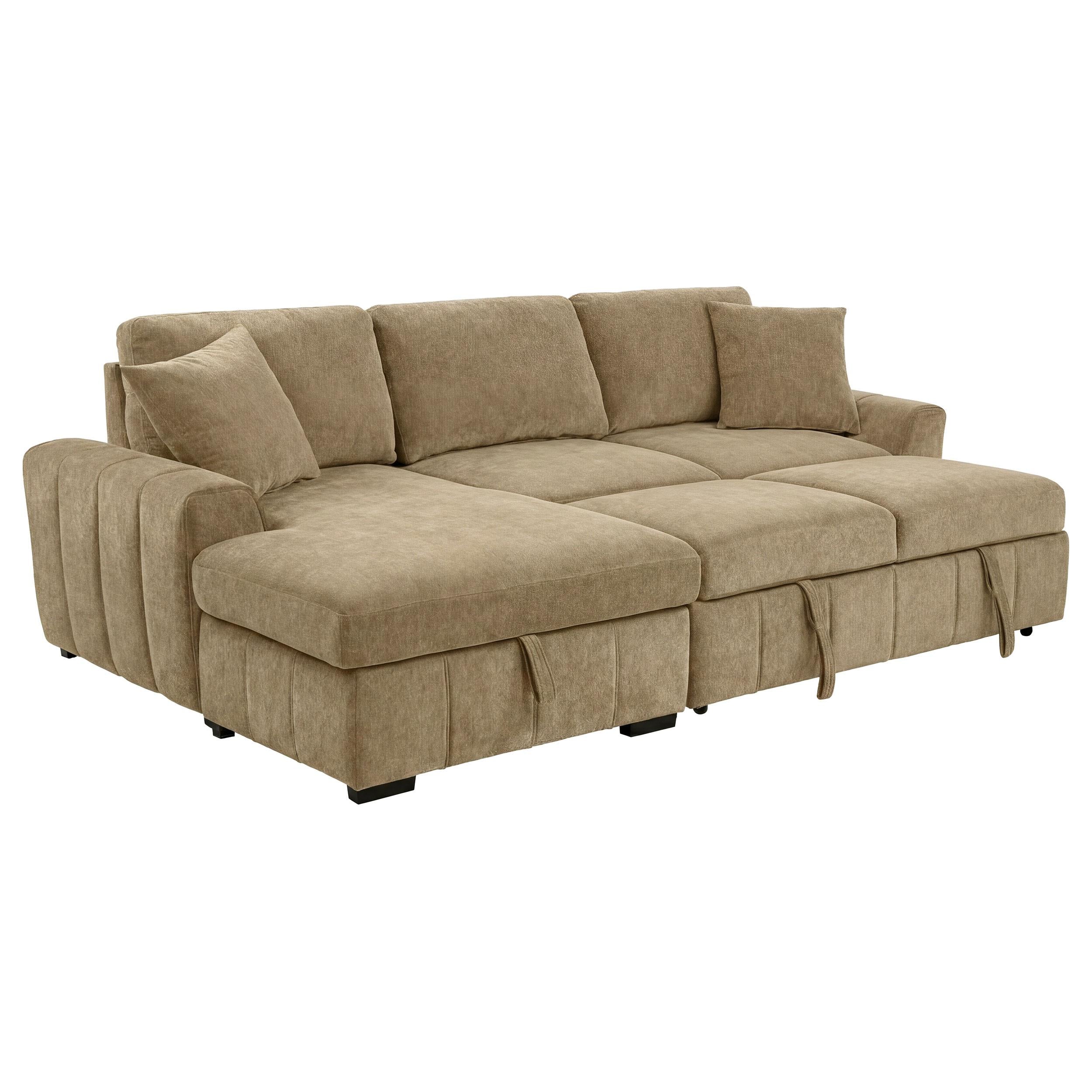 Pastrana Upholstered Sleeper Sectional Sofa LAF Chaise Camel - Image 3