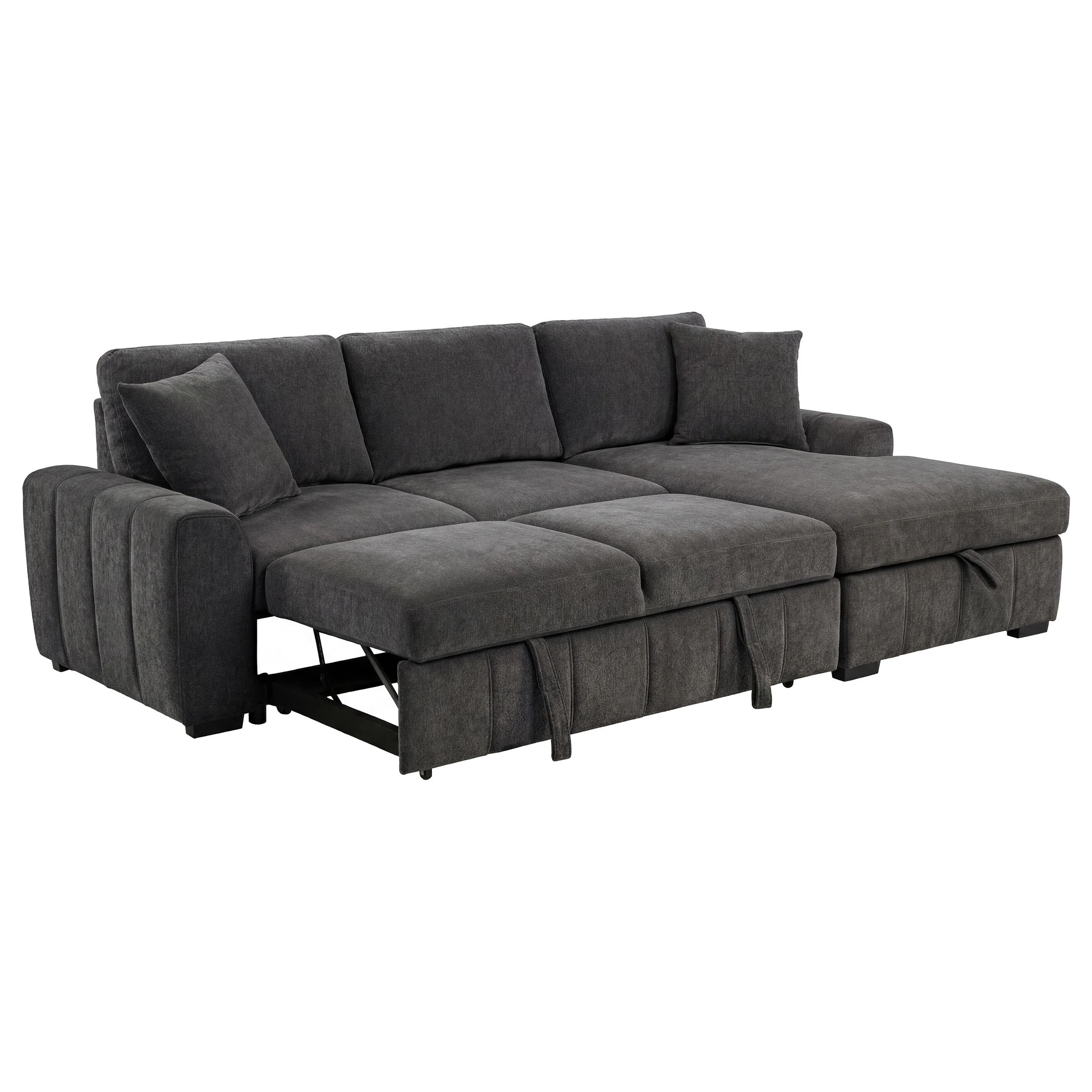 Pastrana Upholstered Sleeper Sectional Sofa RAF Chaise Grey - Image 3