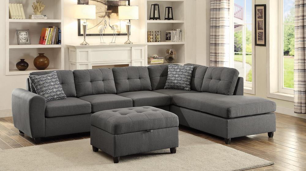 Stonenesse Tufted Storage Ottoman Grey - Image 2