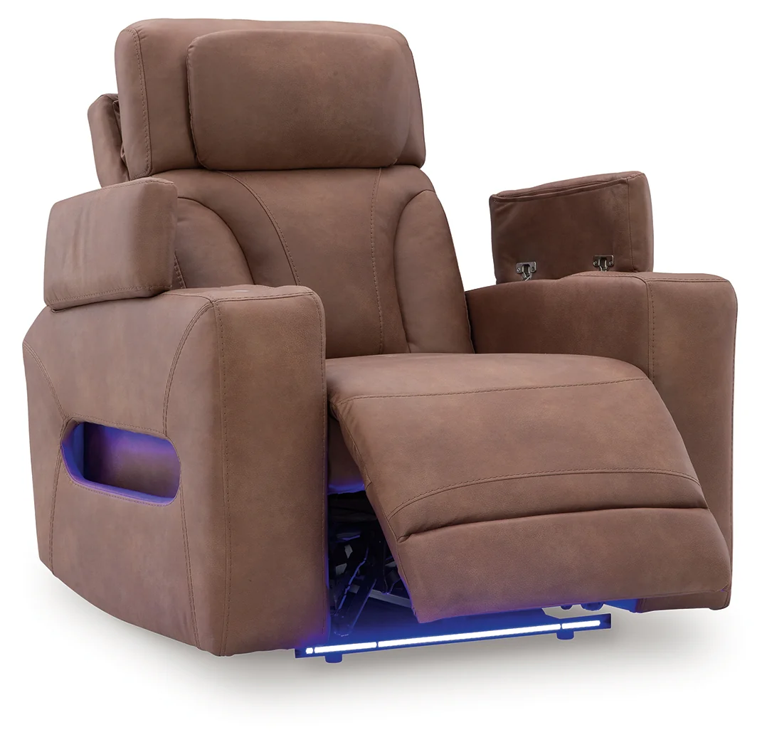 Clean-Slate Caramel Faux Leather Power Recliner - Image 3