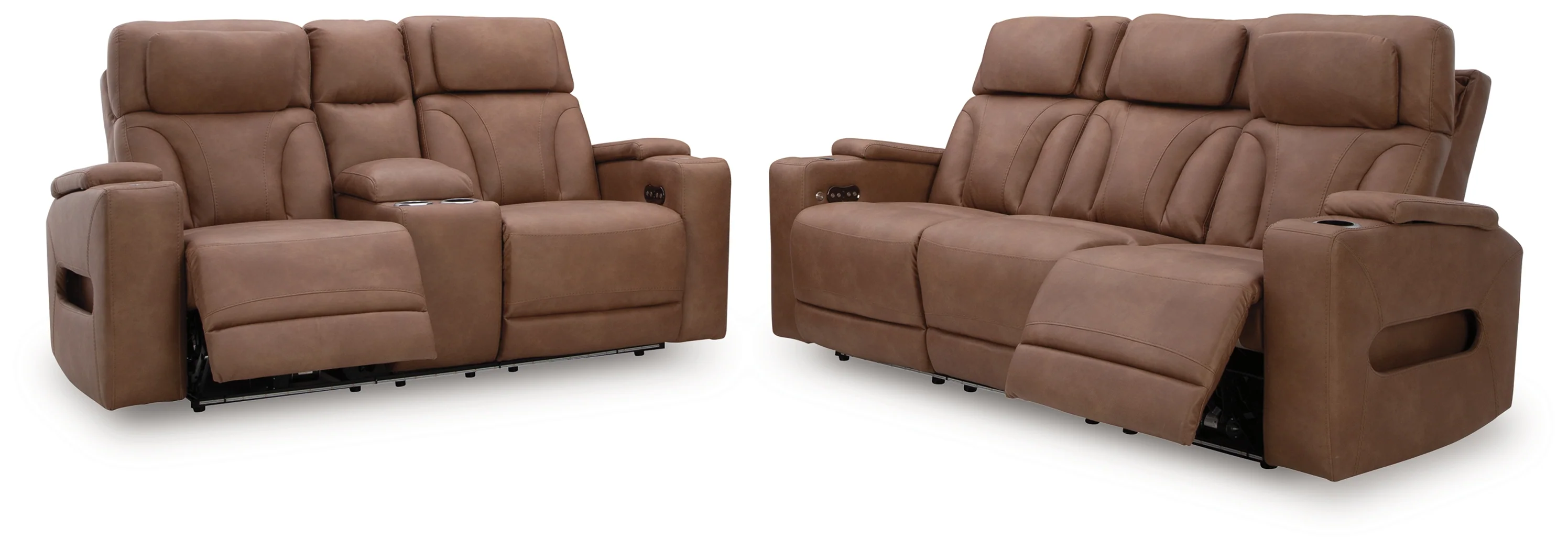 Clean-Slate Caramel Sofa and Loveseat - Image 3