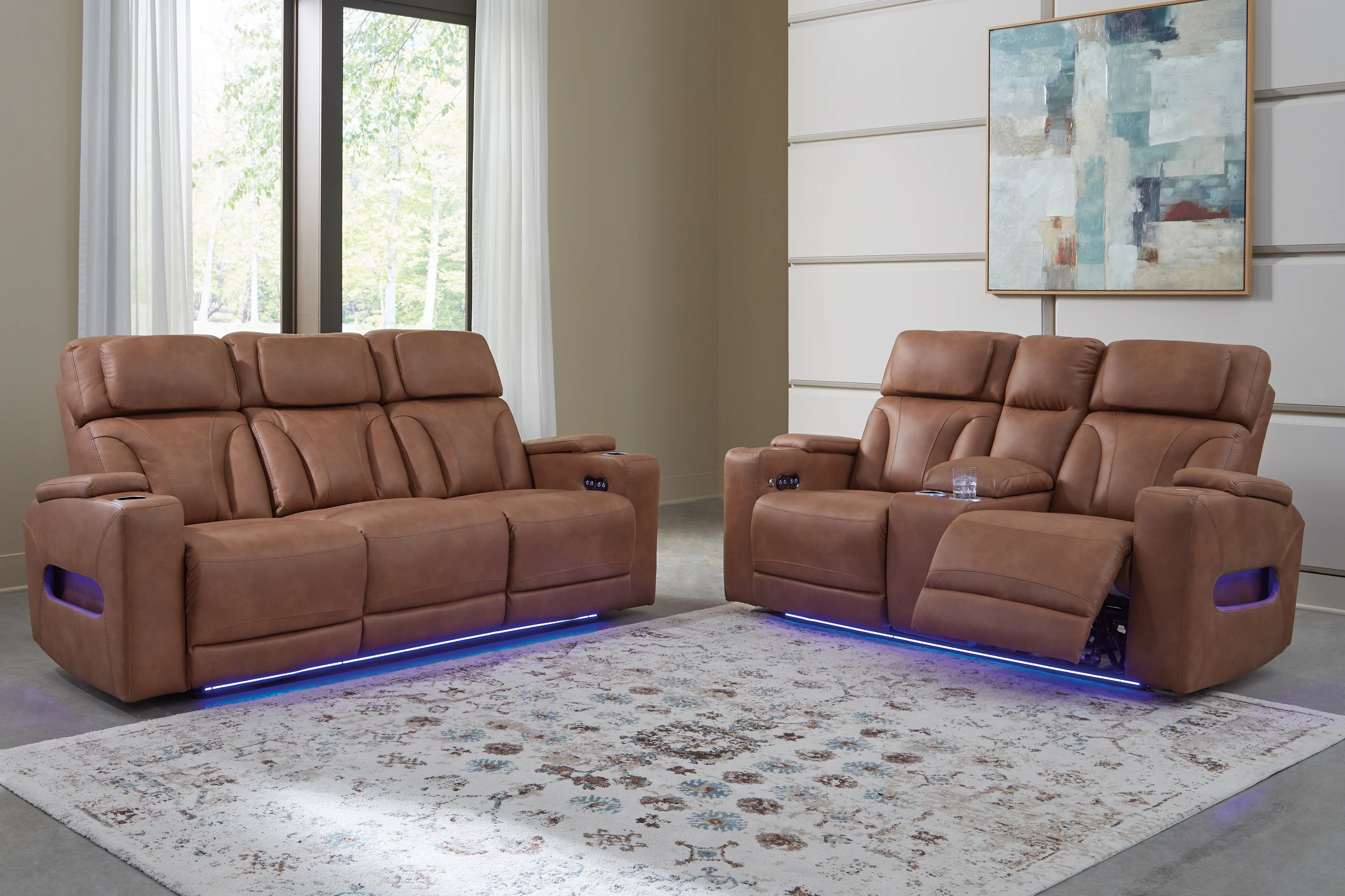 Clean-Slate Caramel Sofa and Loveseat - Image 2