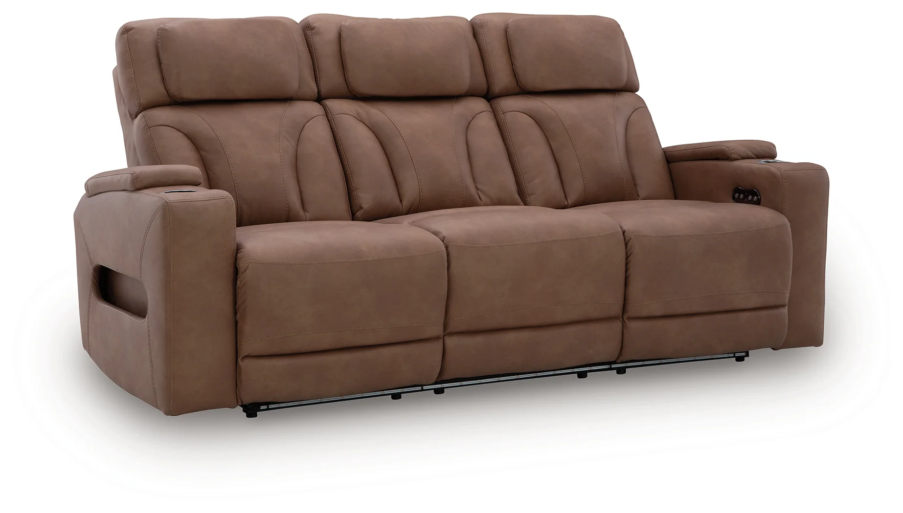 Clean-Slate Caramel Faux Leather Power Reclining Sofa - Image 2
