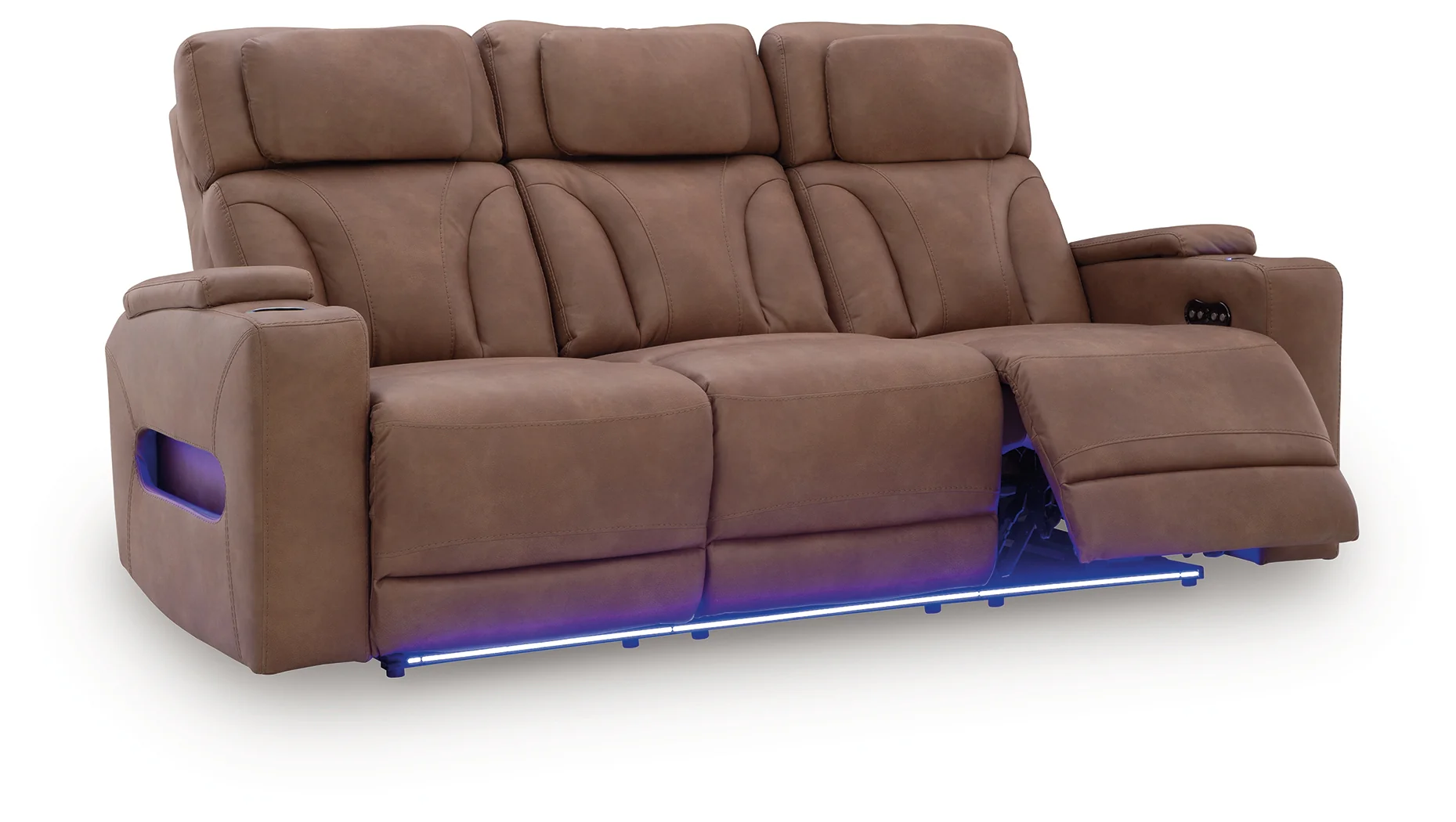 Clean-Slate Caramel Faux Leather Power Reclining Sofa - Image 3