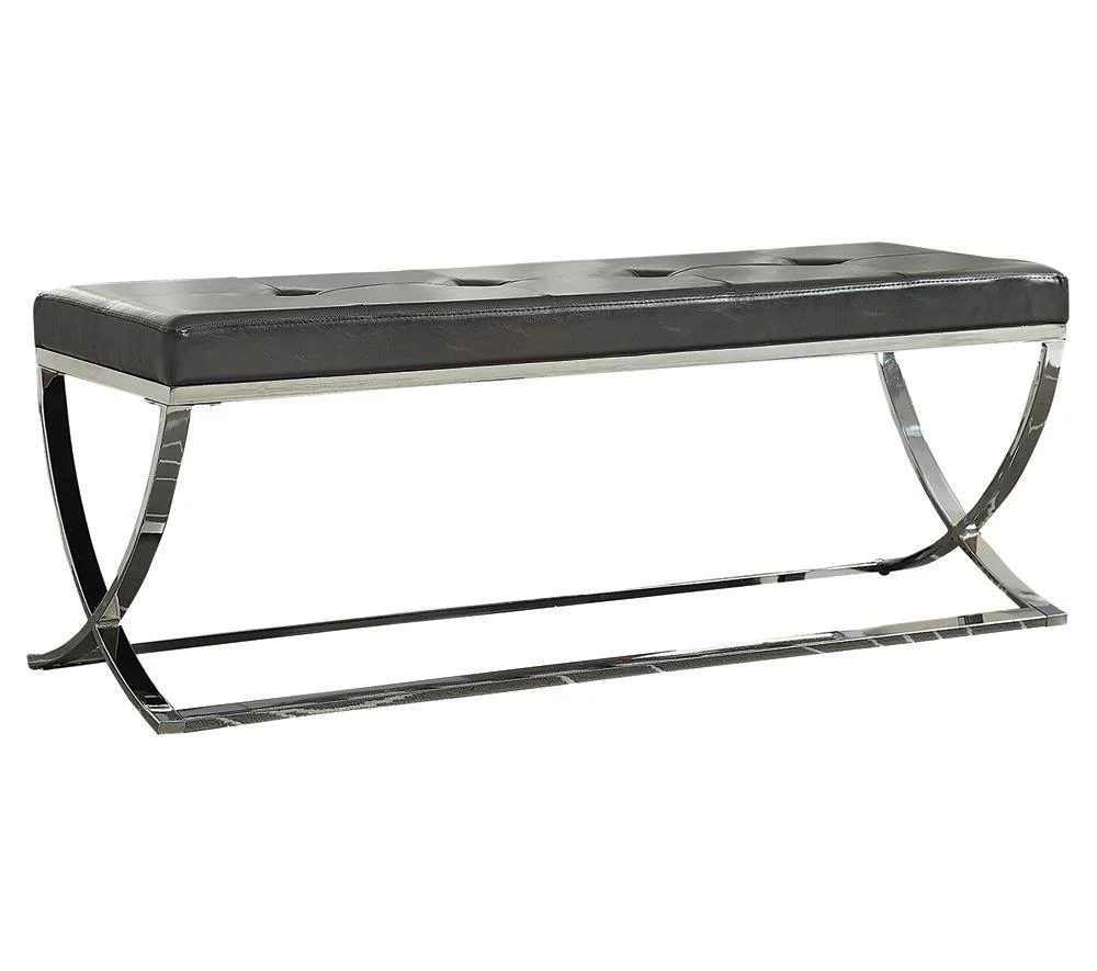 Walton Rectangle Upholstered Tufted Bench Black - Image 2