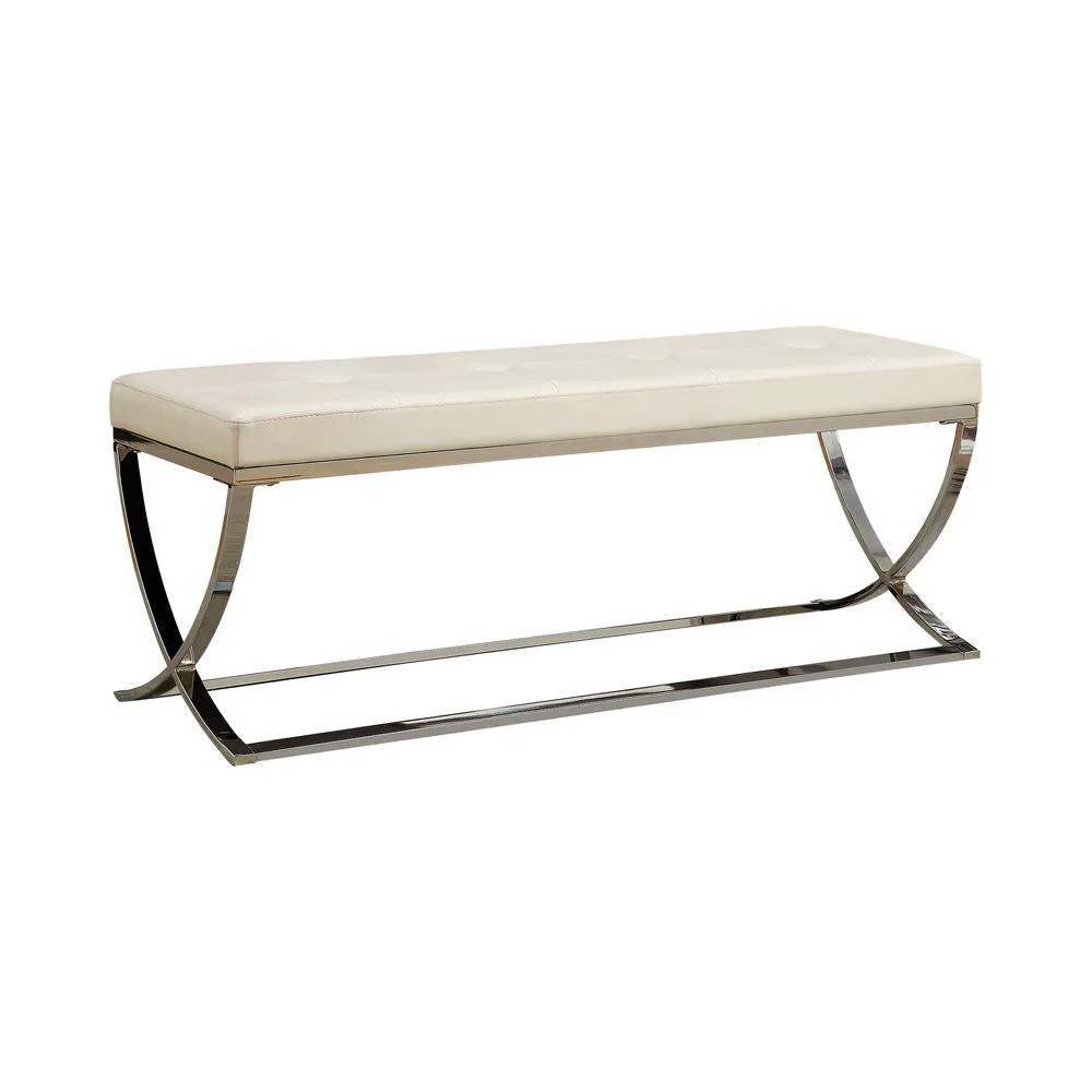 Walton Bench With Metal Base White Chrome - Image 2