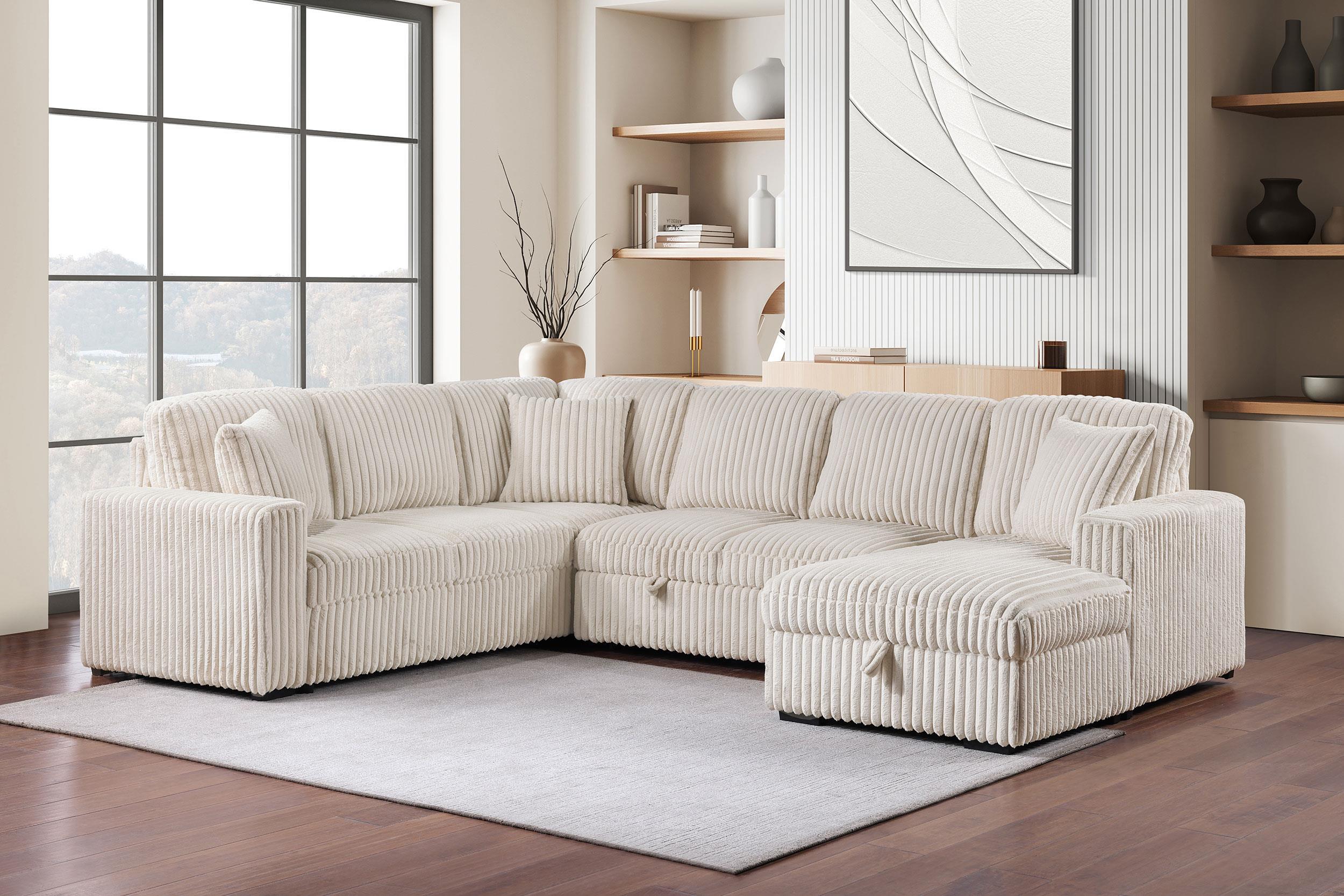 Devonshire Sleeper Sectional Sofa Storage Chaise Camel - Image 2