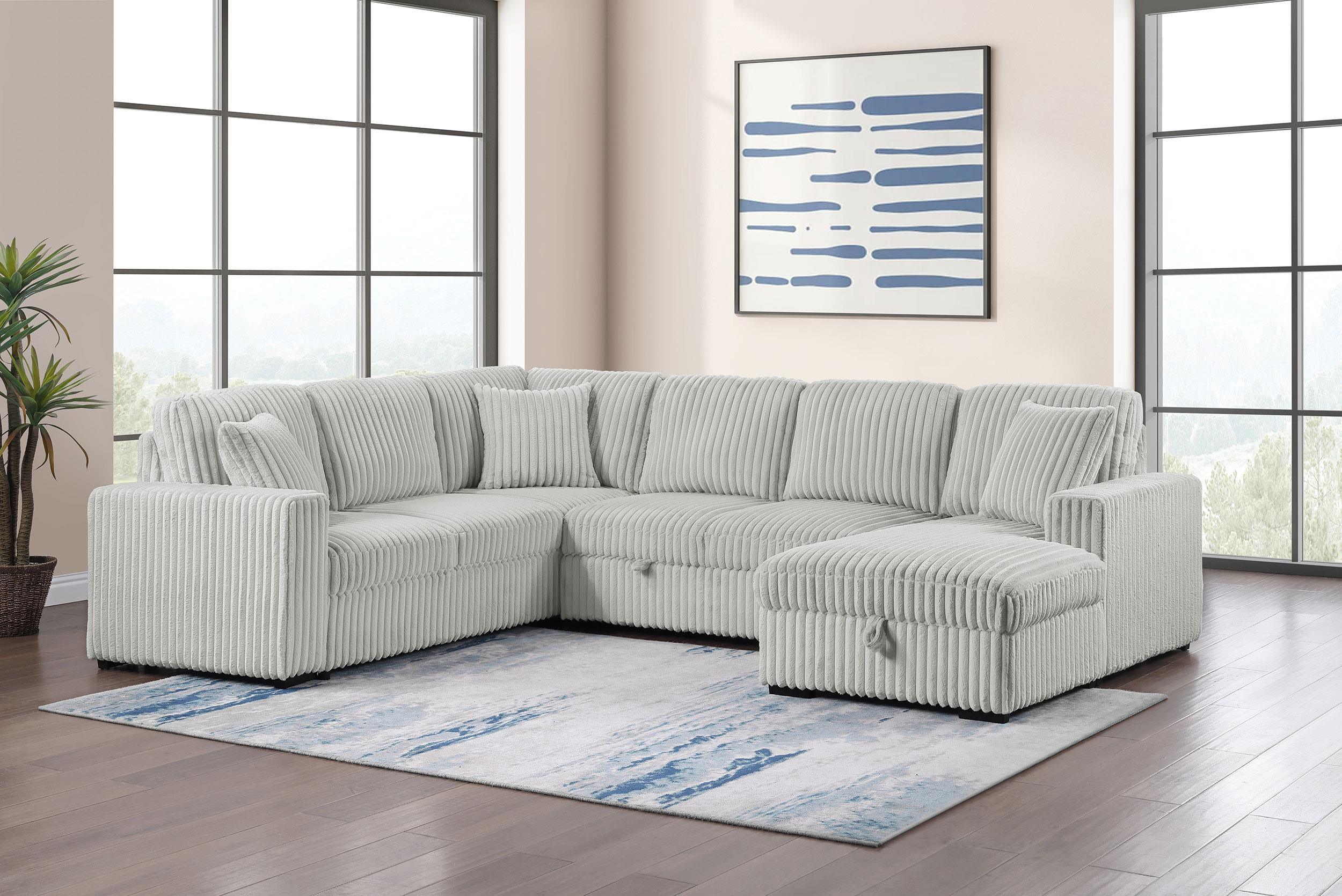 Devonshire Sleeper Sectional Sofa Storage Chaise Grey - Image 2